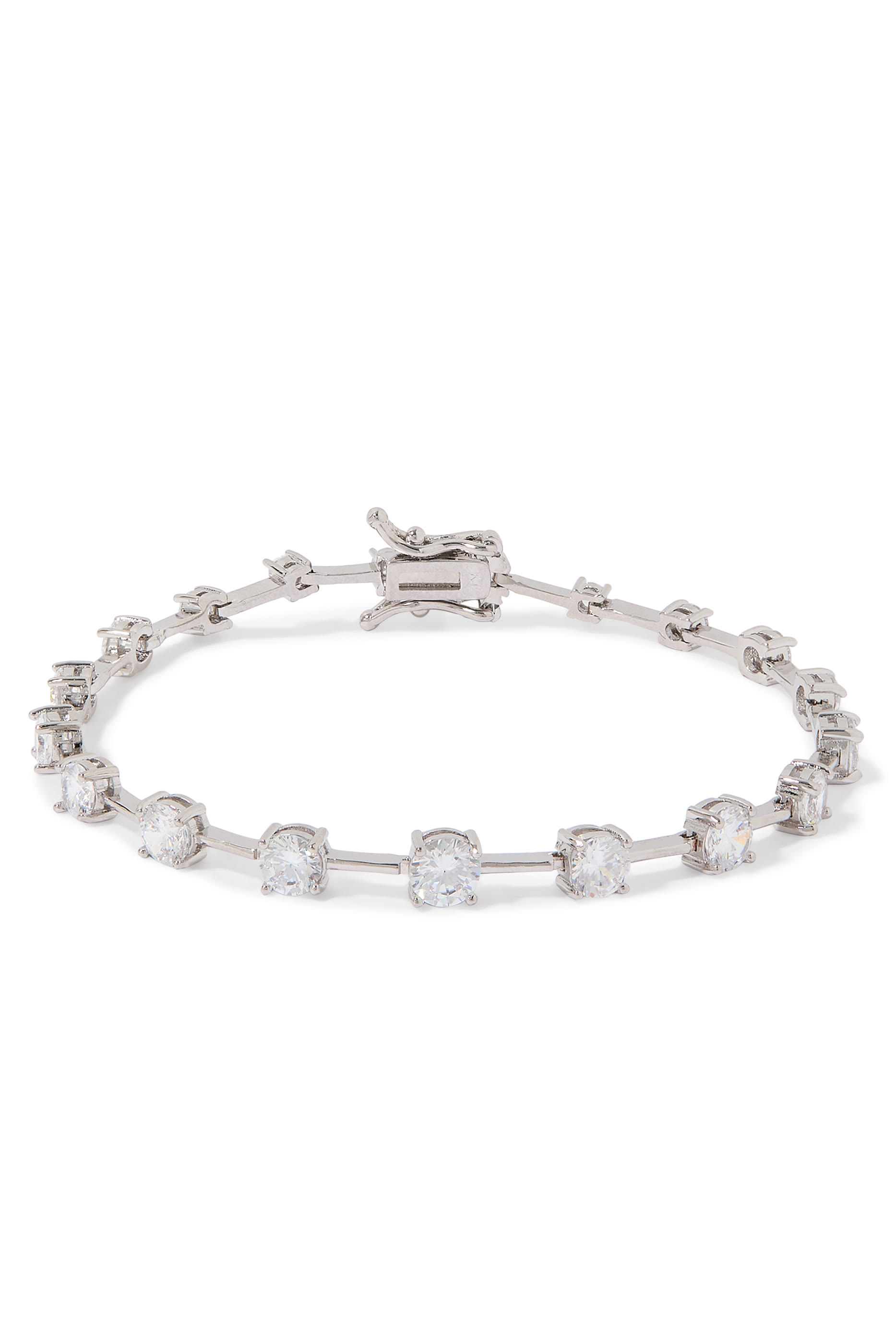 Delicate Round Bracelet, Rhodium Plated Brass & Cubic Zirconia