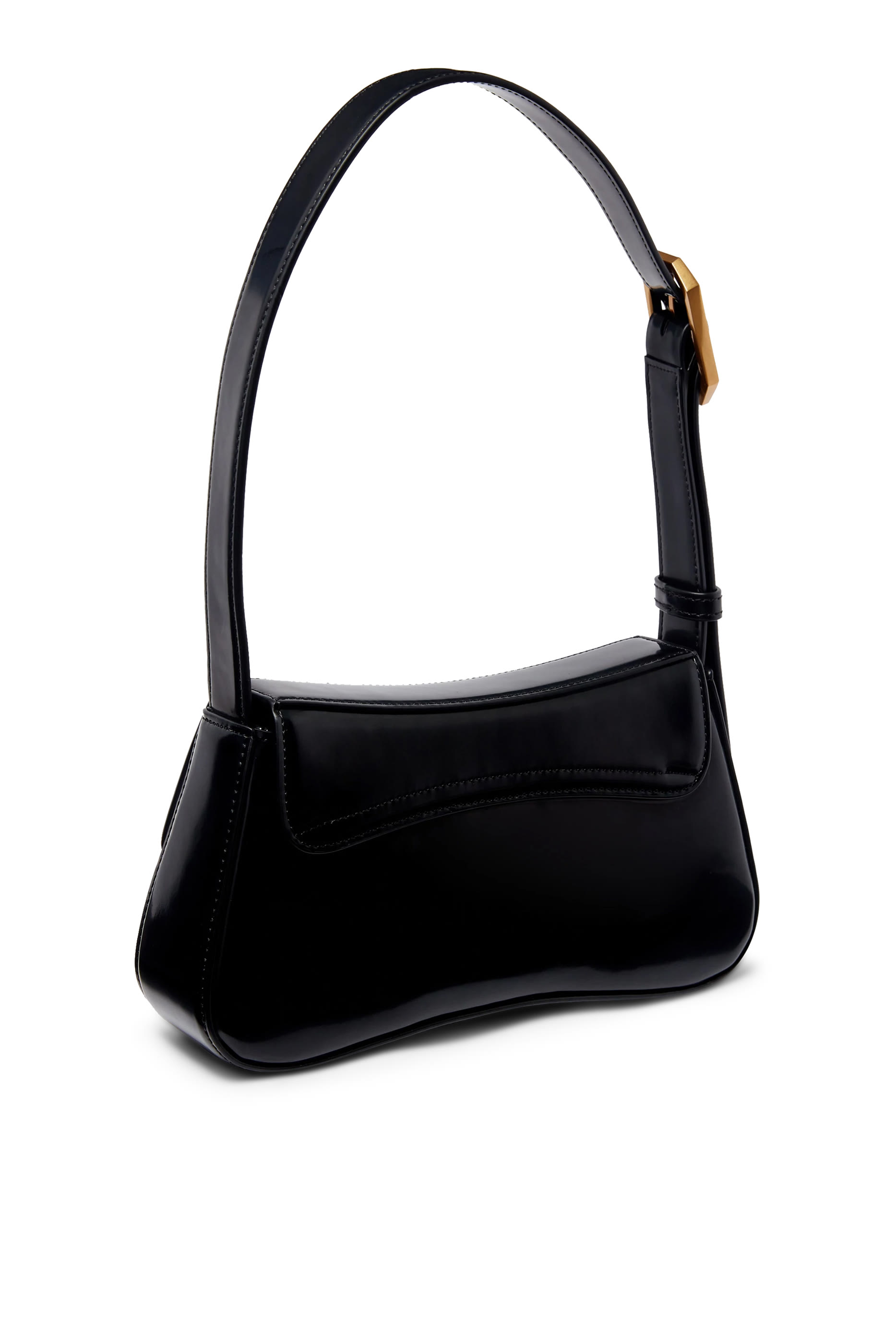 Brushed-Finish Baguette Shoulder Bag