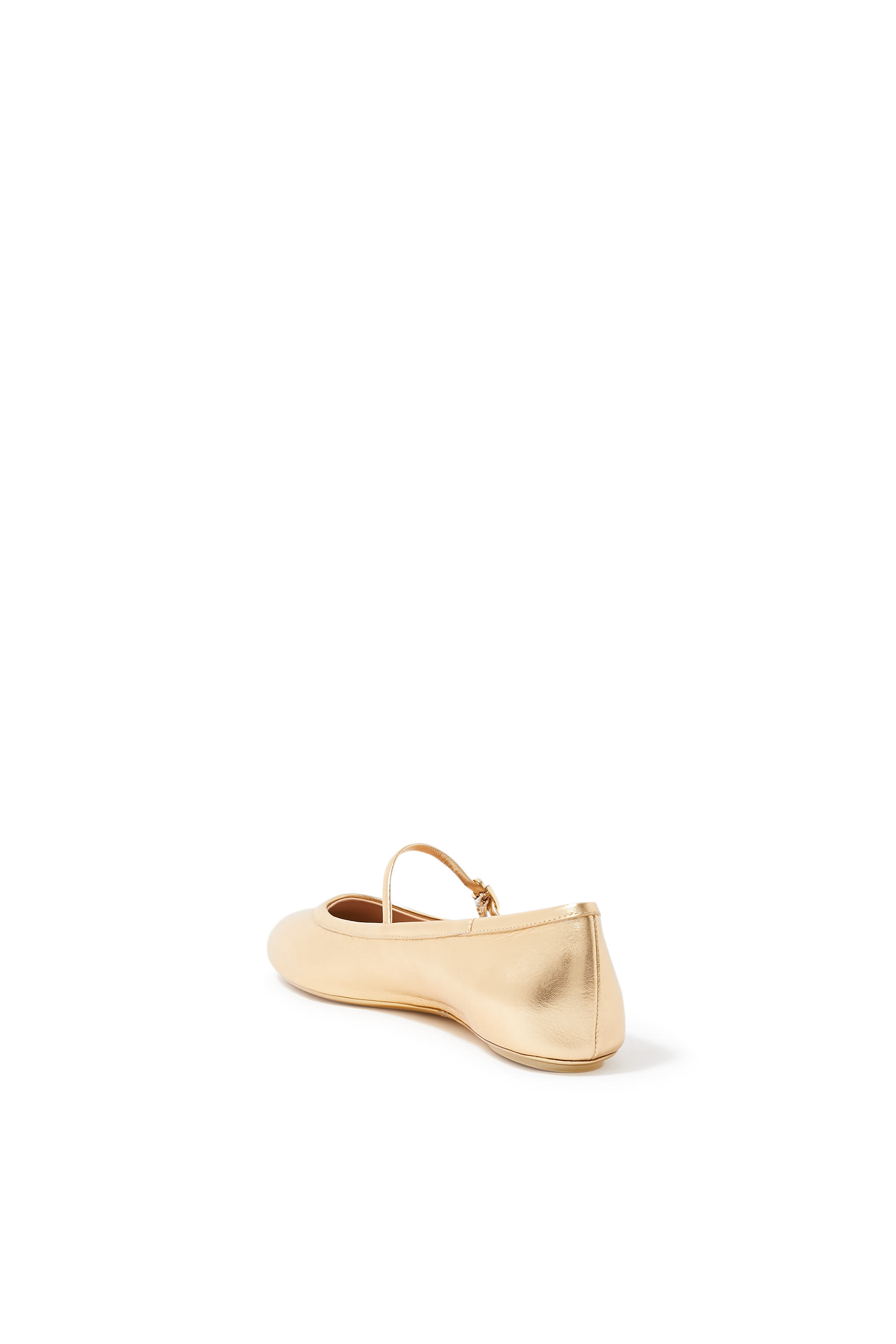 Carla Metallic Leather Ribbon Strap Ballerinas
