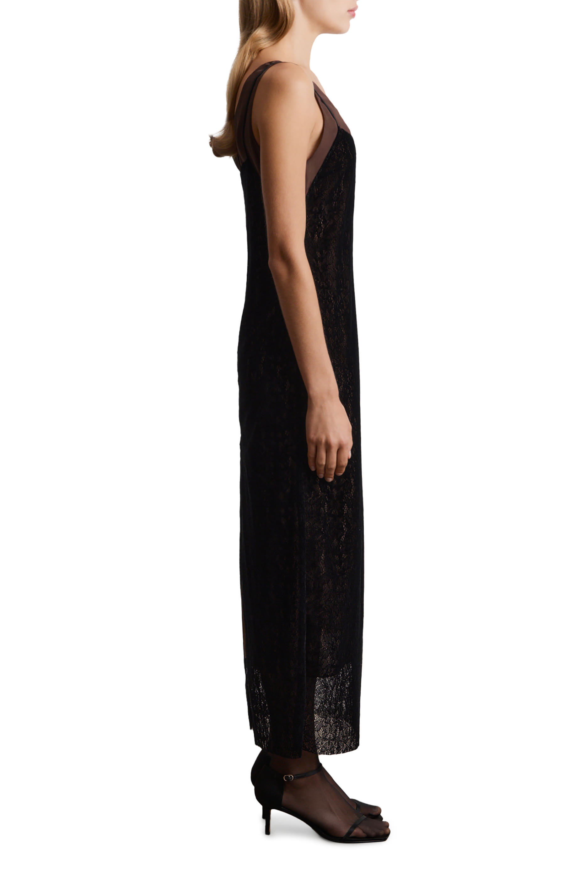 Lace and Chiffon Midi Dress