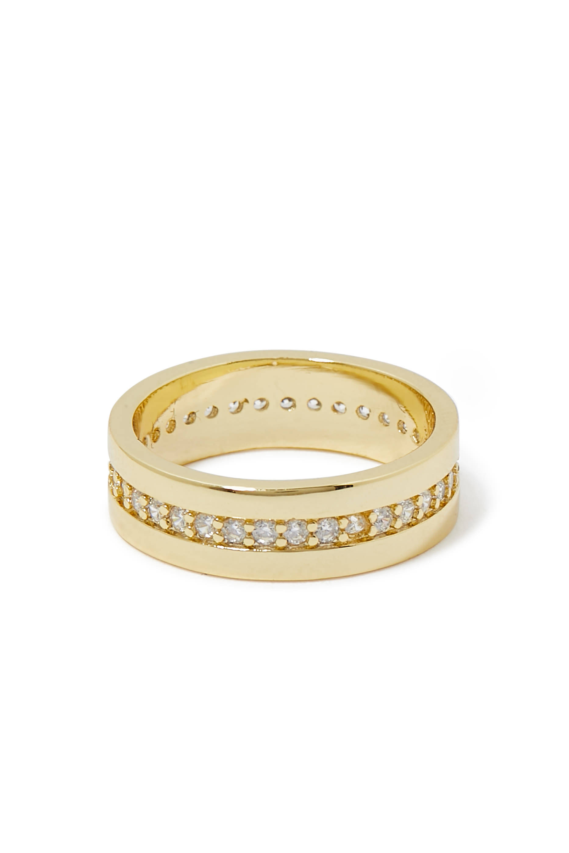  Pave Line Ring, Gold-Plated Brass & Cubic Zirconia