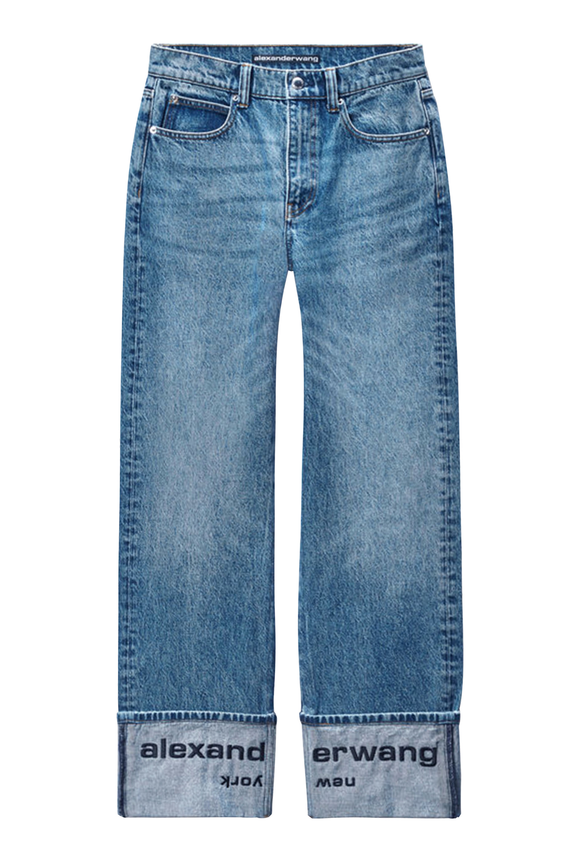 Logo Embroidered Mid Rise Jeans 