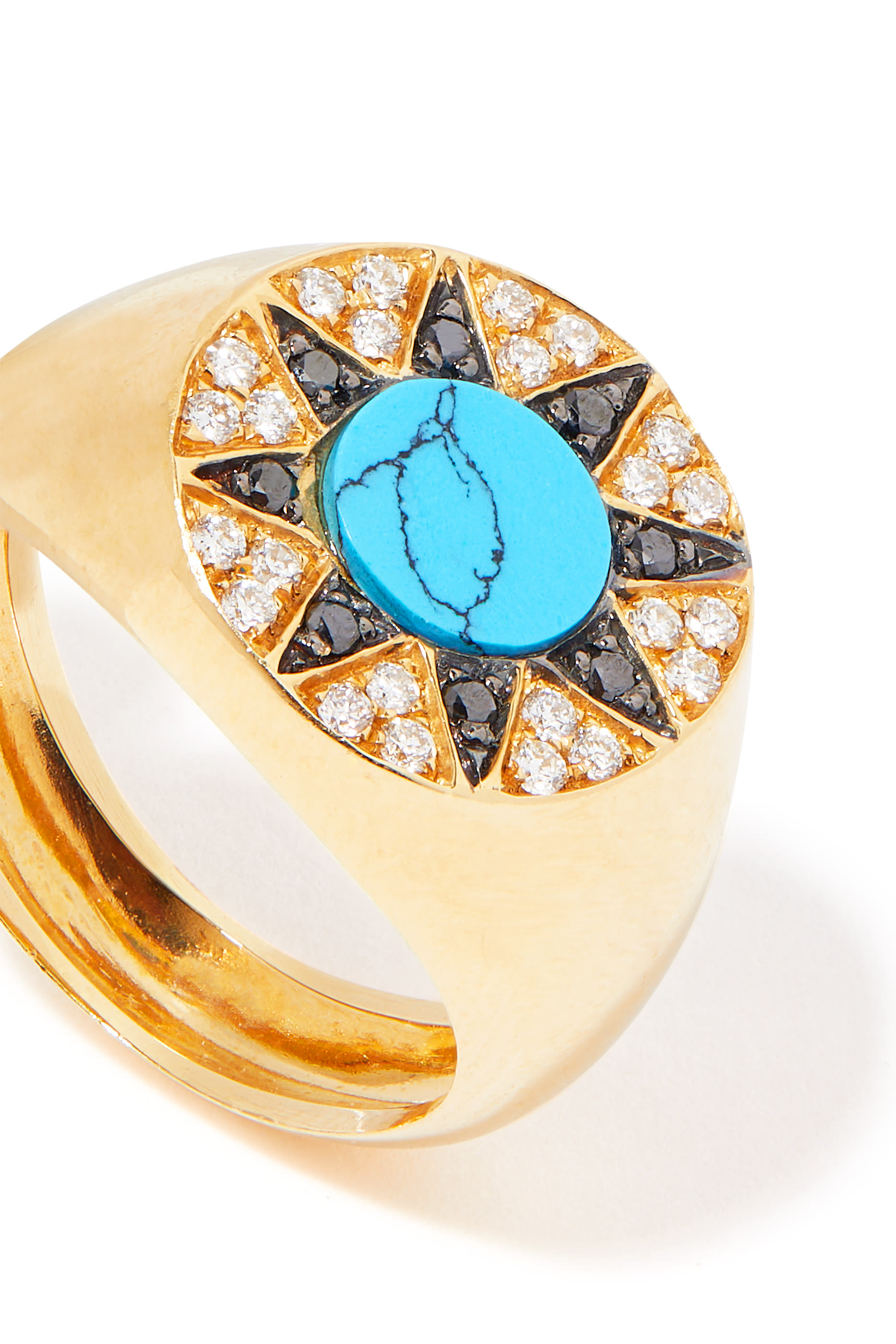 Ibiza Pinky Ring, 18K Yellow Gold, Turquoise & Diamond