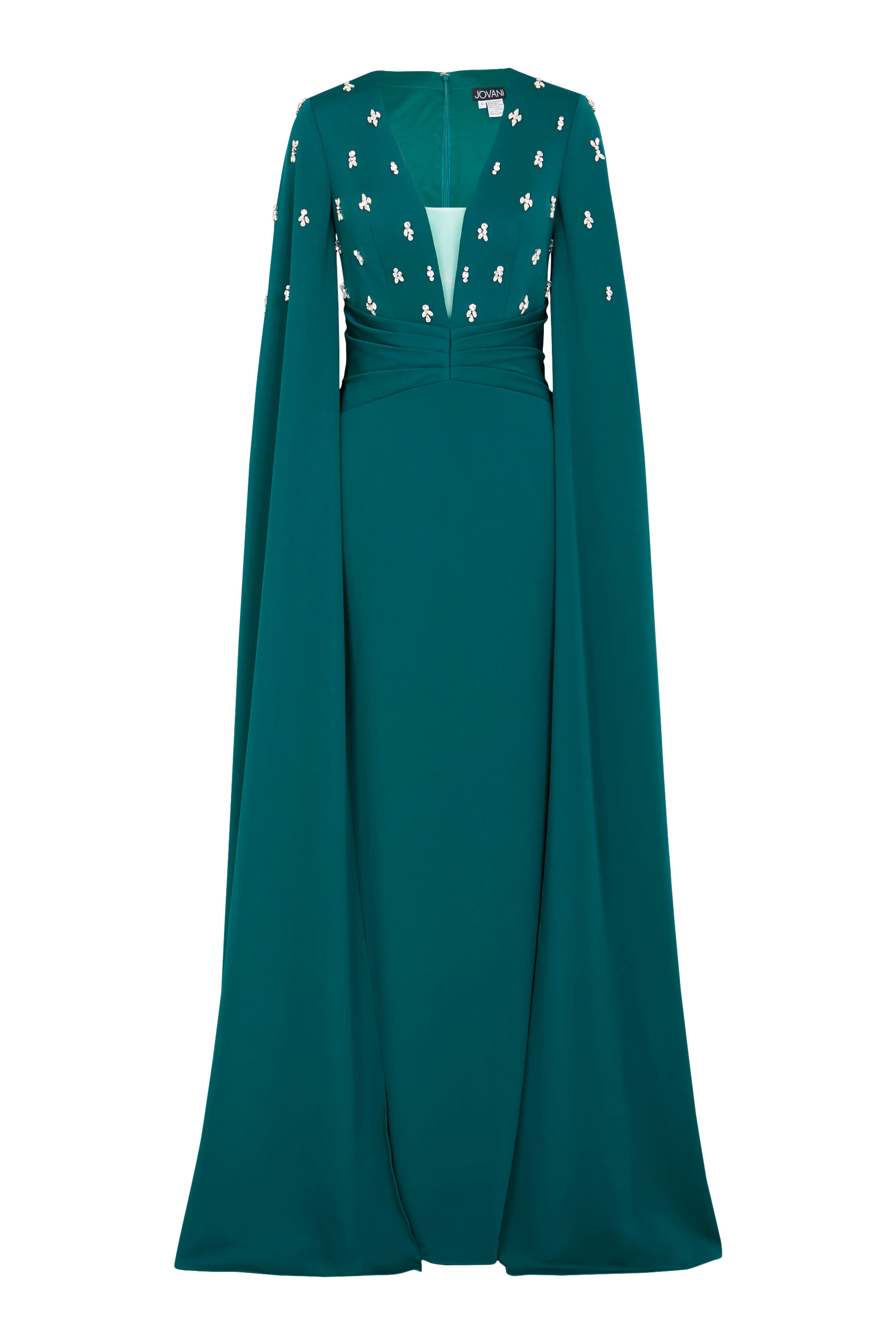 Embellished Cape Sleeves Gown