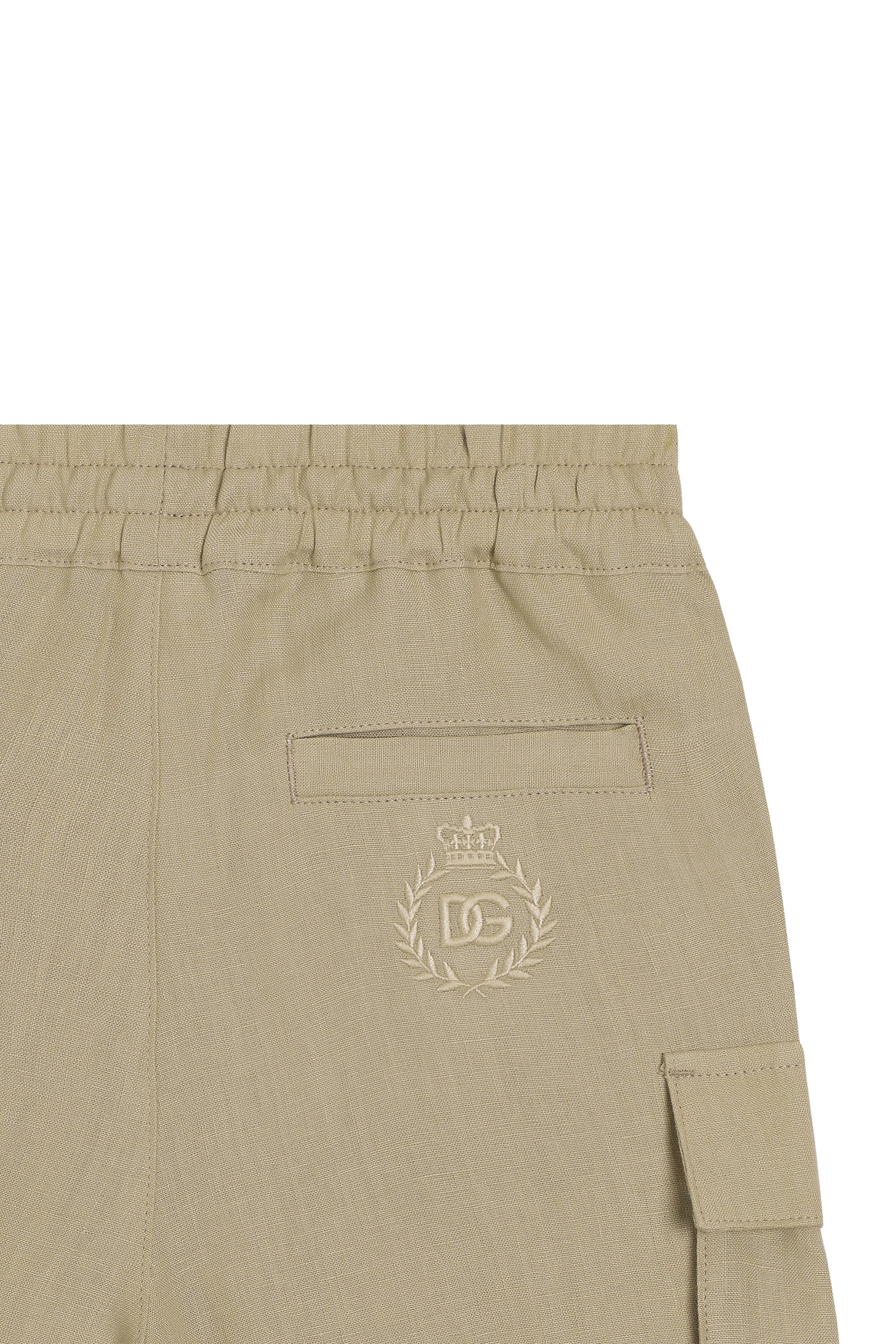 Kids Logo Embroidery Linen Cargo Shorts