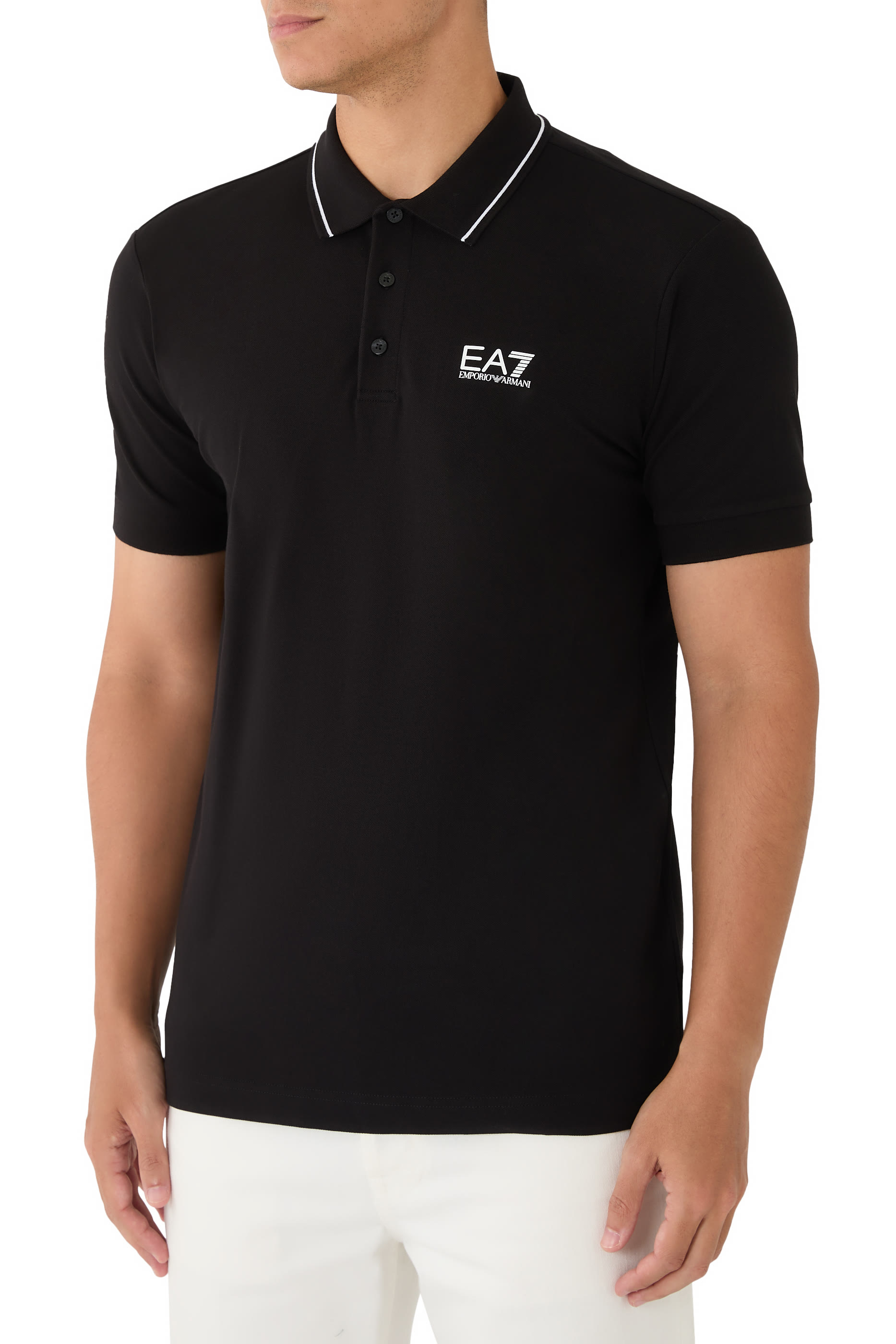 EA7 Logo Cotton Piqué Polo Shirt