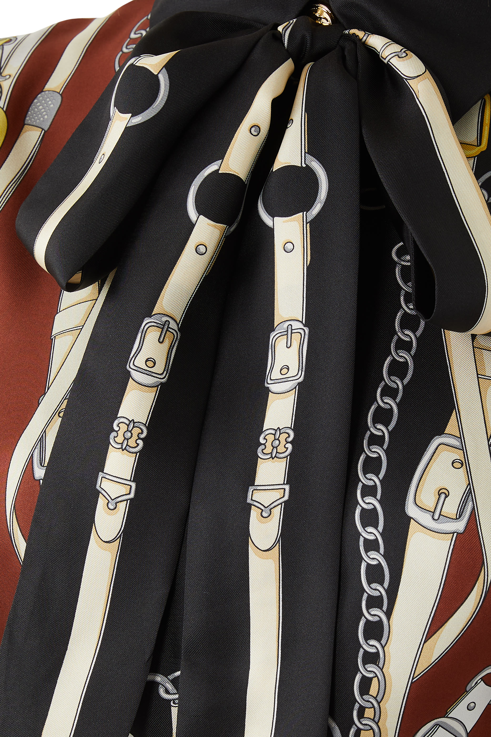 Equestrian Print Silk Dress