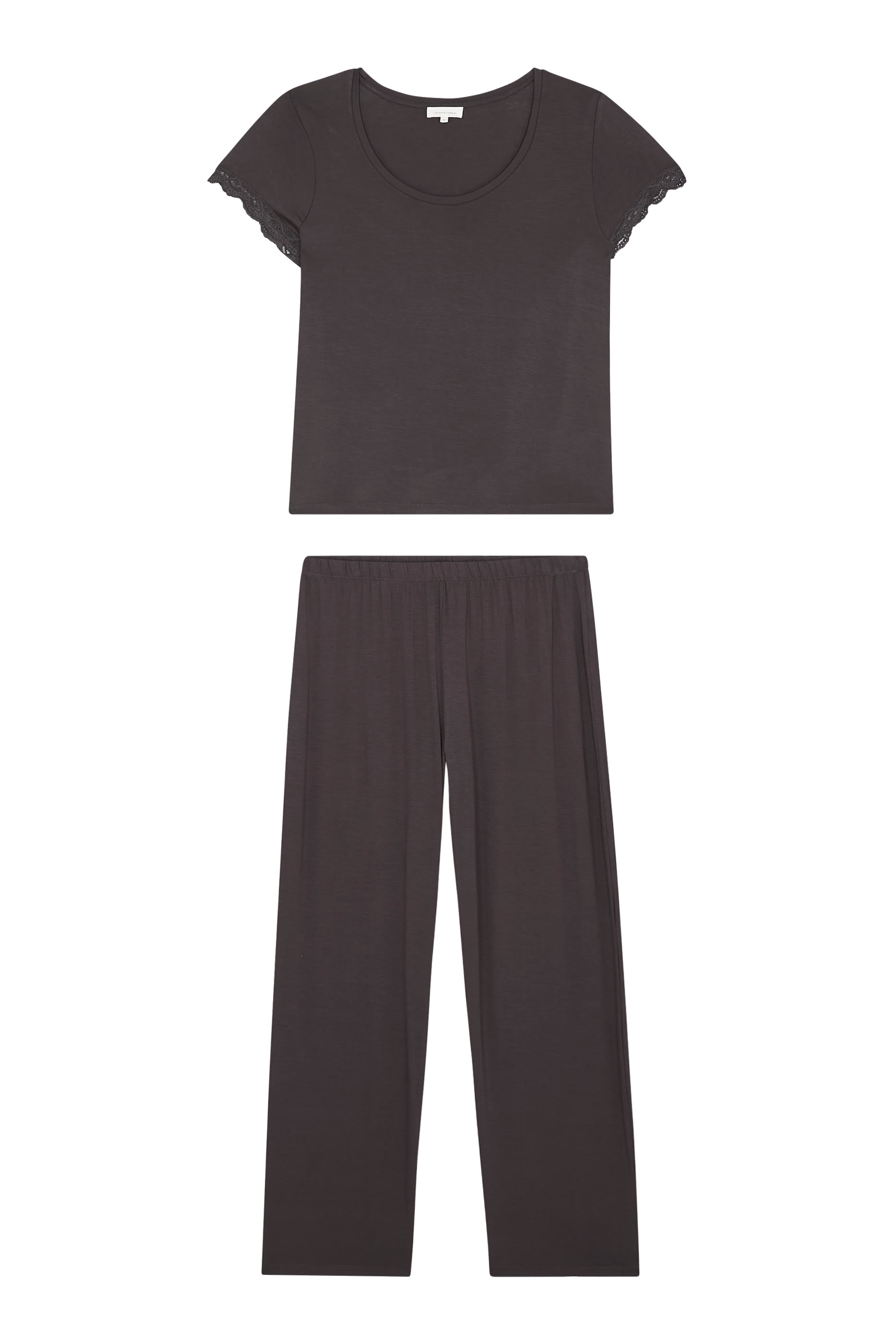 Jersey Scoop Neck Lace Trim Pajama Set