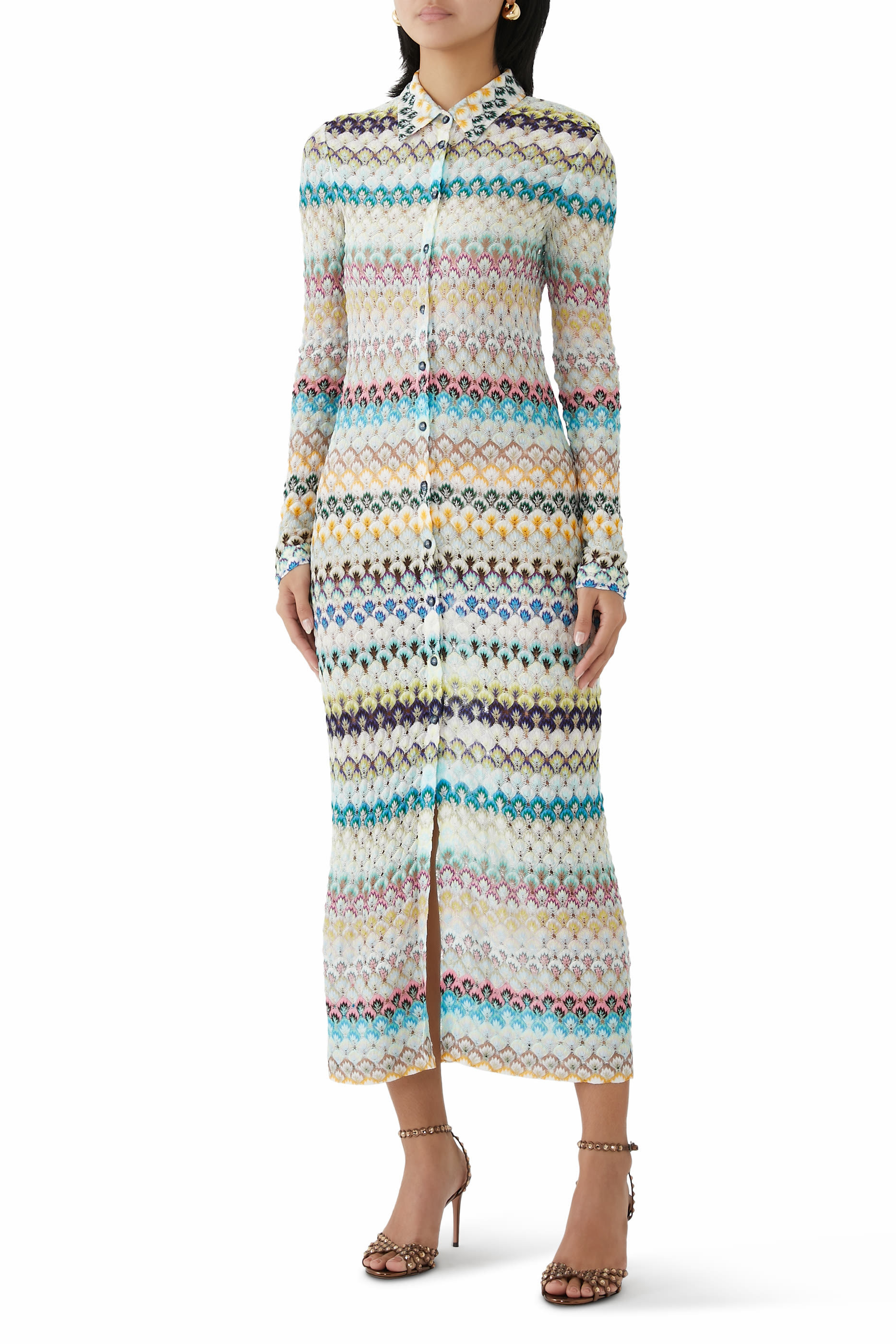  Striped Long Cardigan