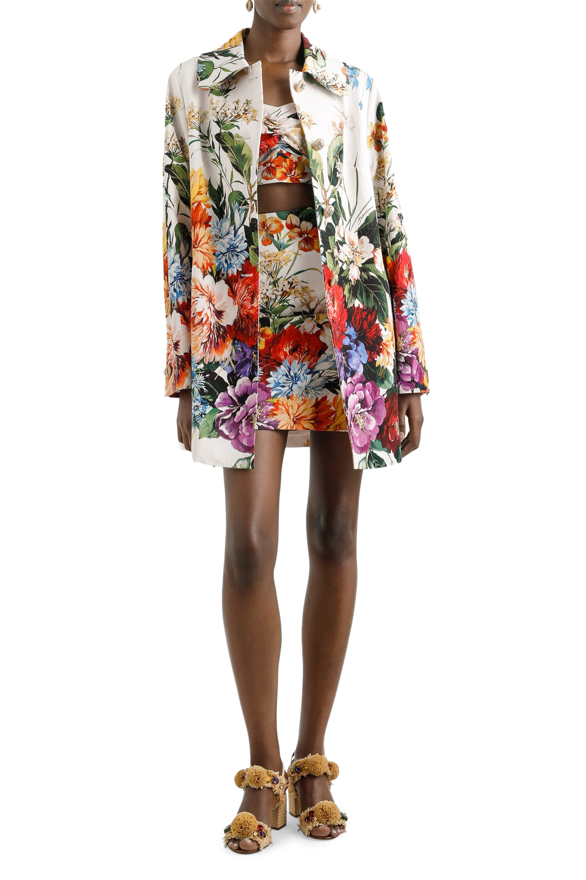 Flower Bouquet-Print Mini Skirt