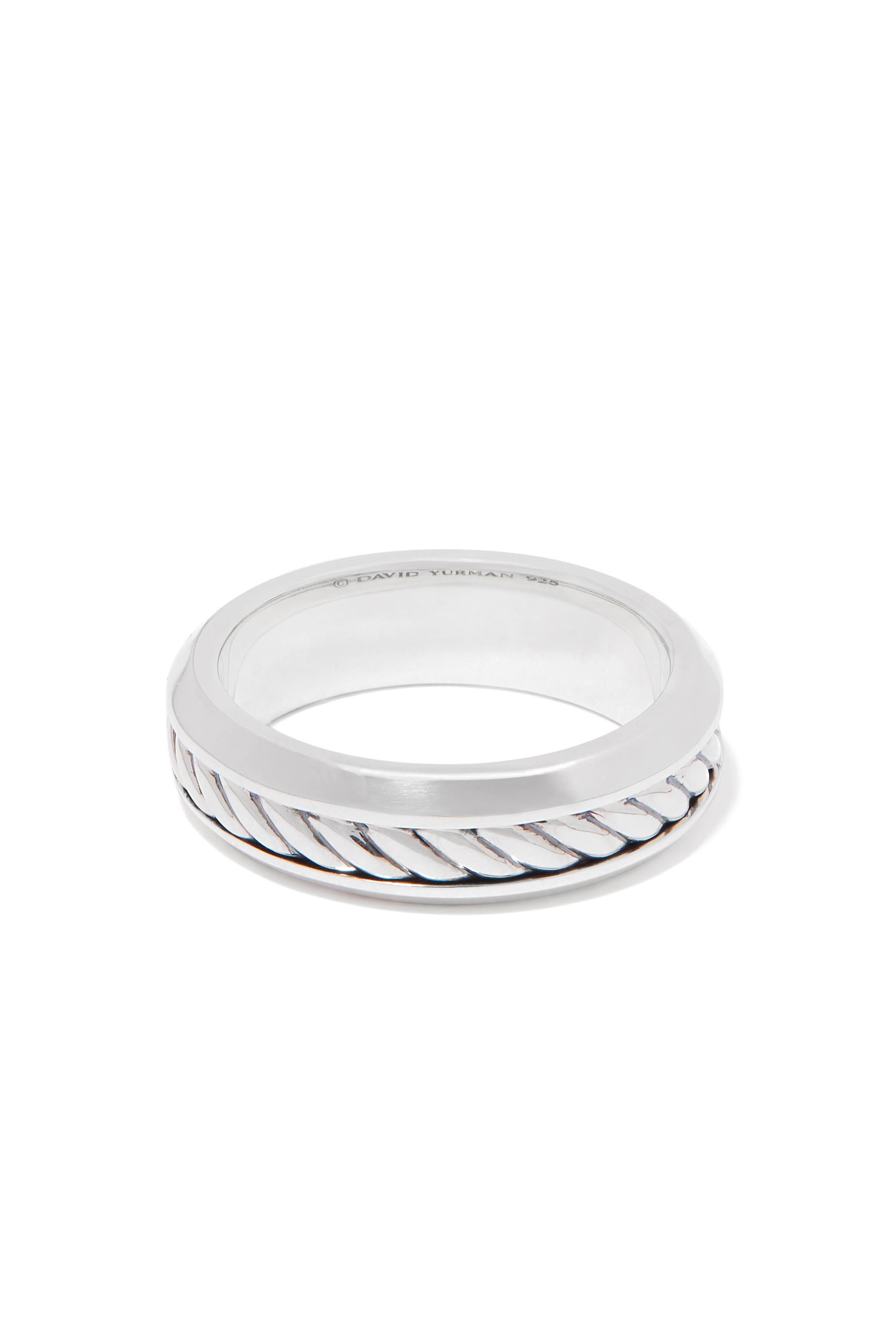 Cable Inset Silver Band Ring