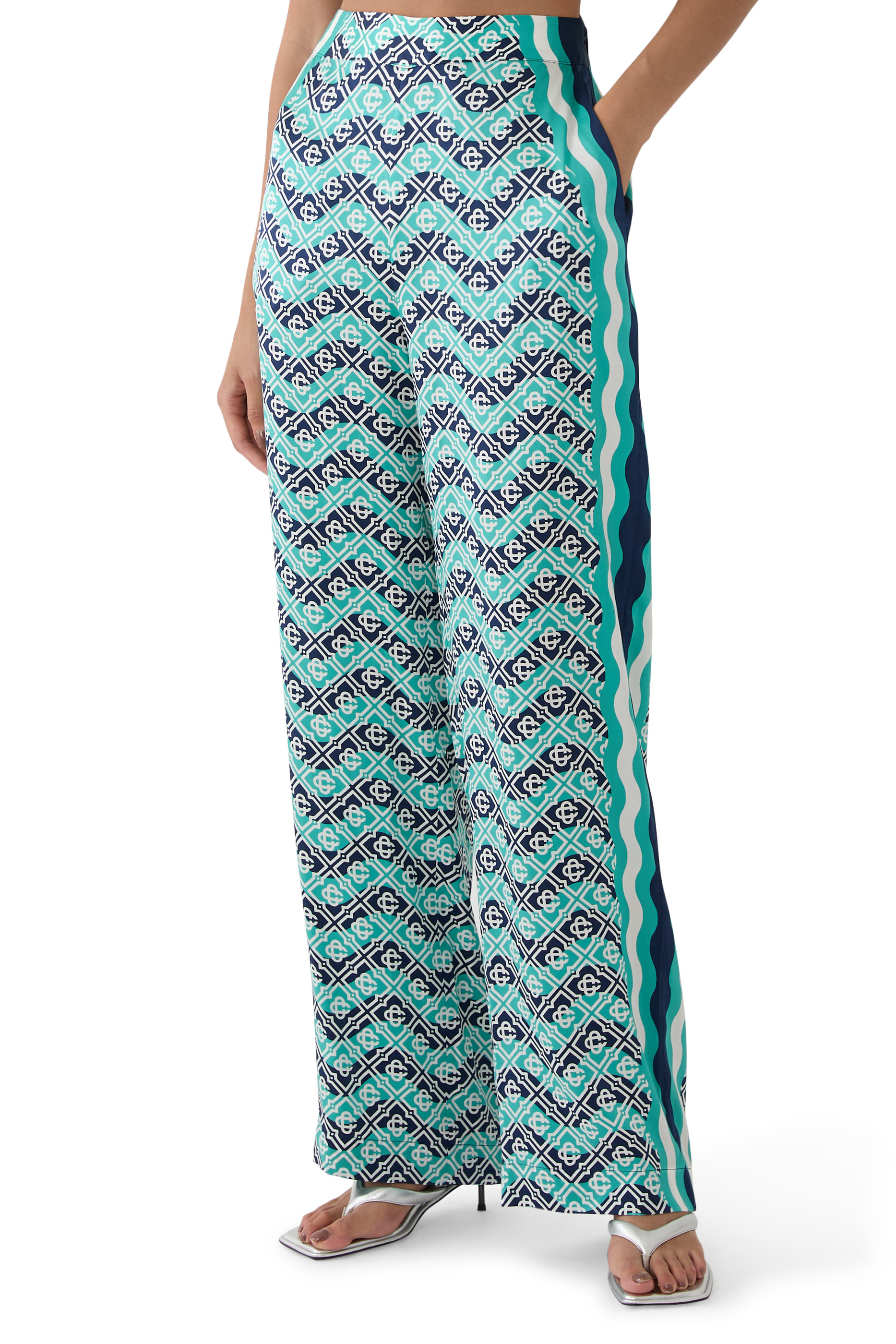 Monogram Wave Silk Trousers