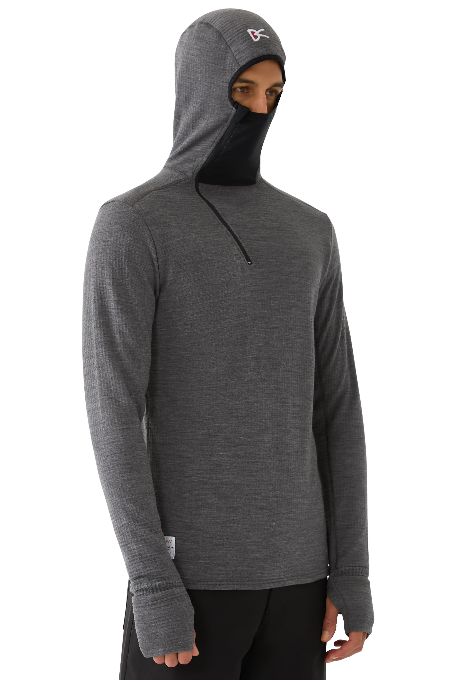 Hooded Merino Grid Fleece