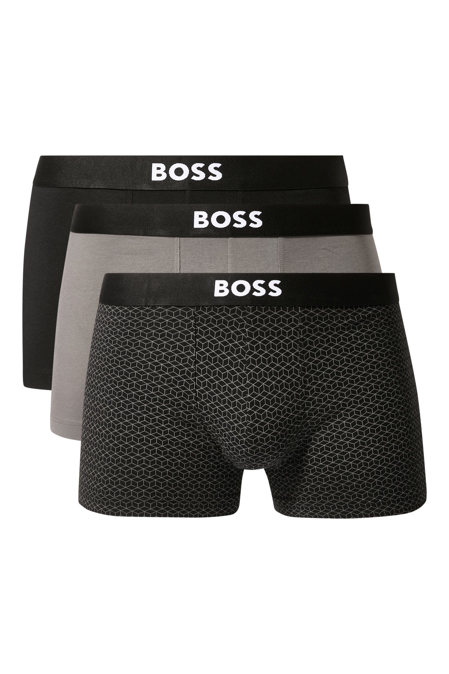 Stretch-Cotton Trunks with Logos, Set of 3
