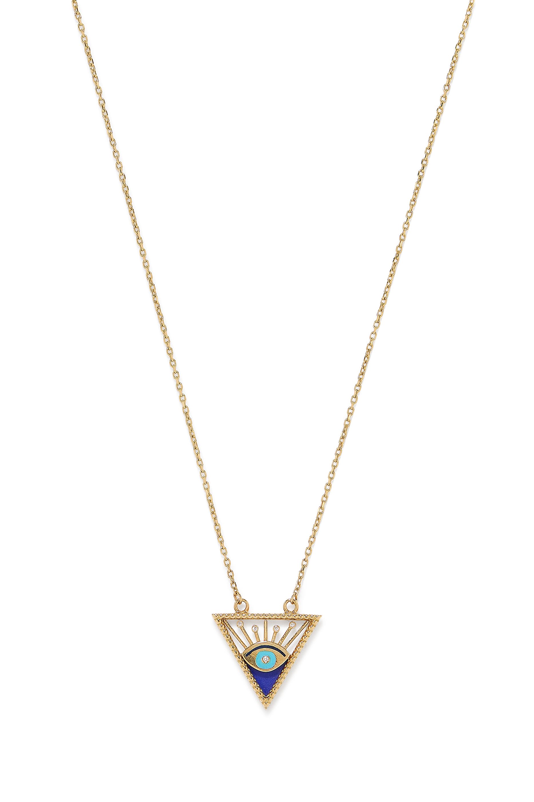 Triangle Eye Pendant, 18k Yellow Gold & Diamonds