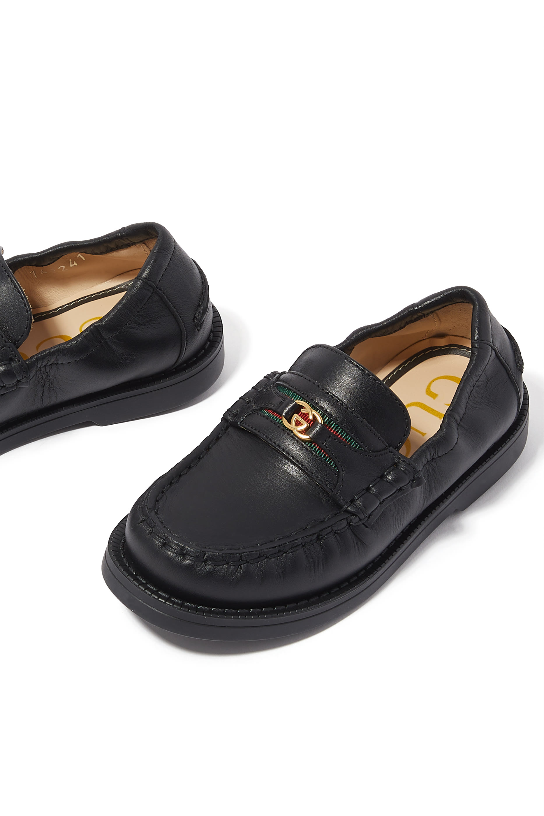 Kids Interlocking G Web Loafers