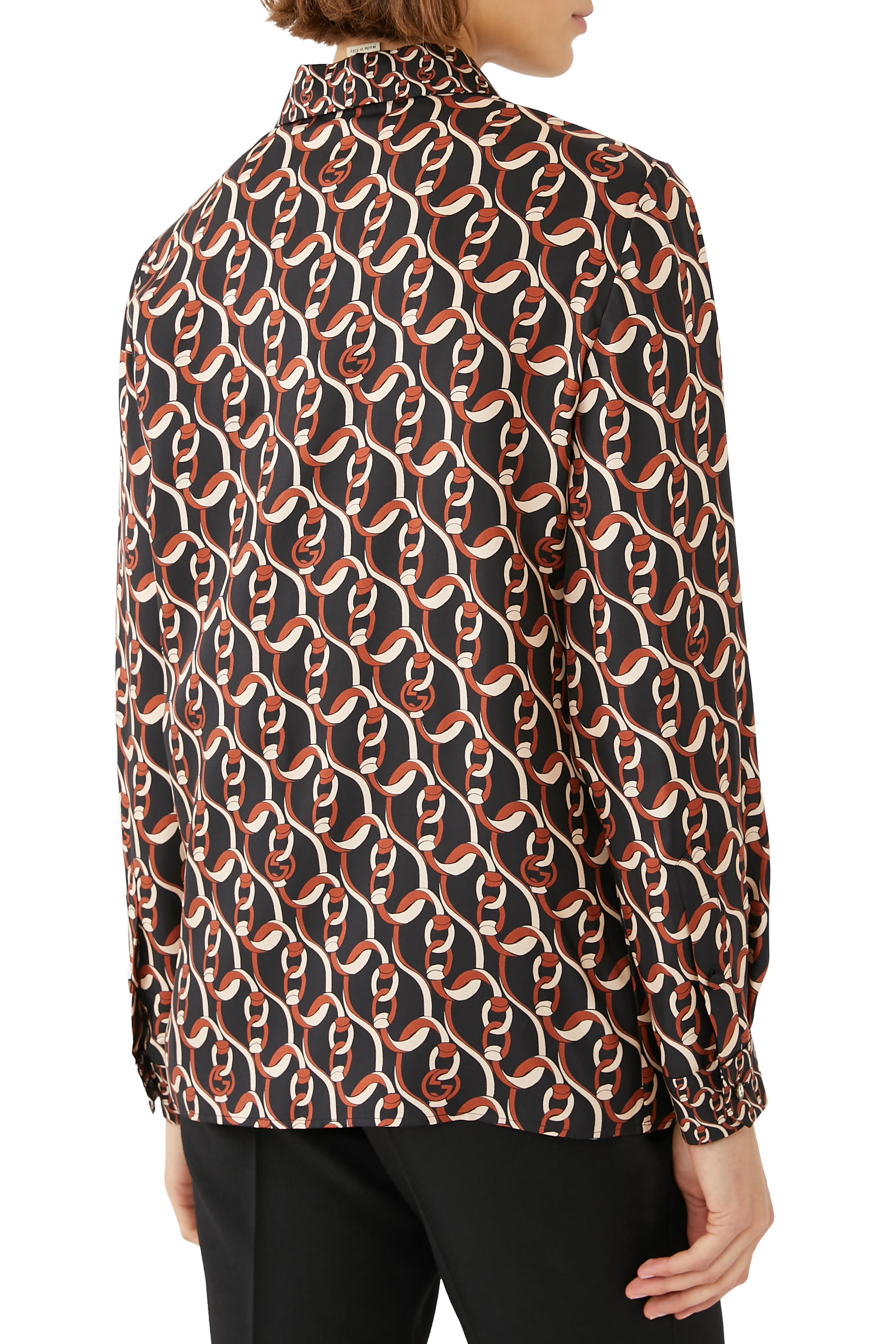 Interlocking G Chain Print Silk Shirt