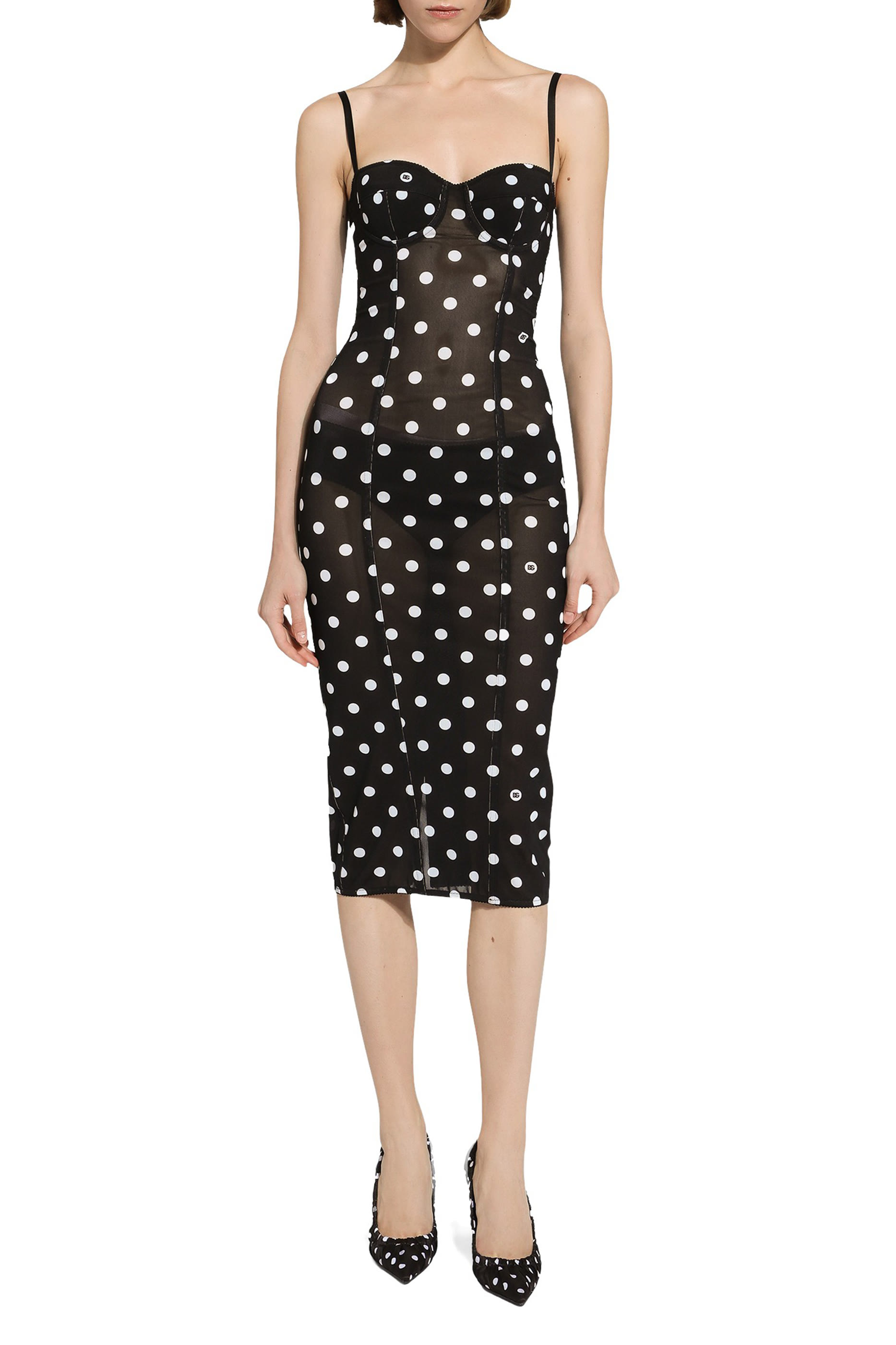 Polka-Dot Marquisette Sheath Dress