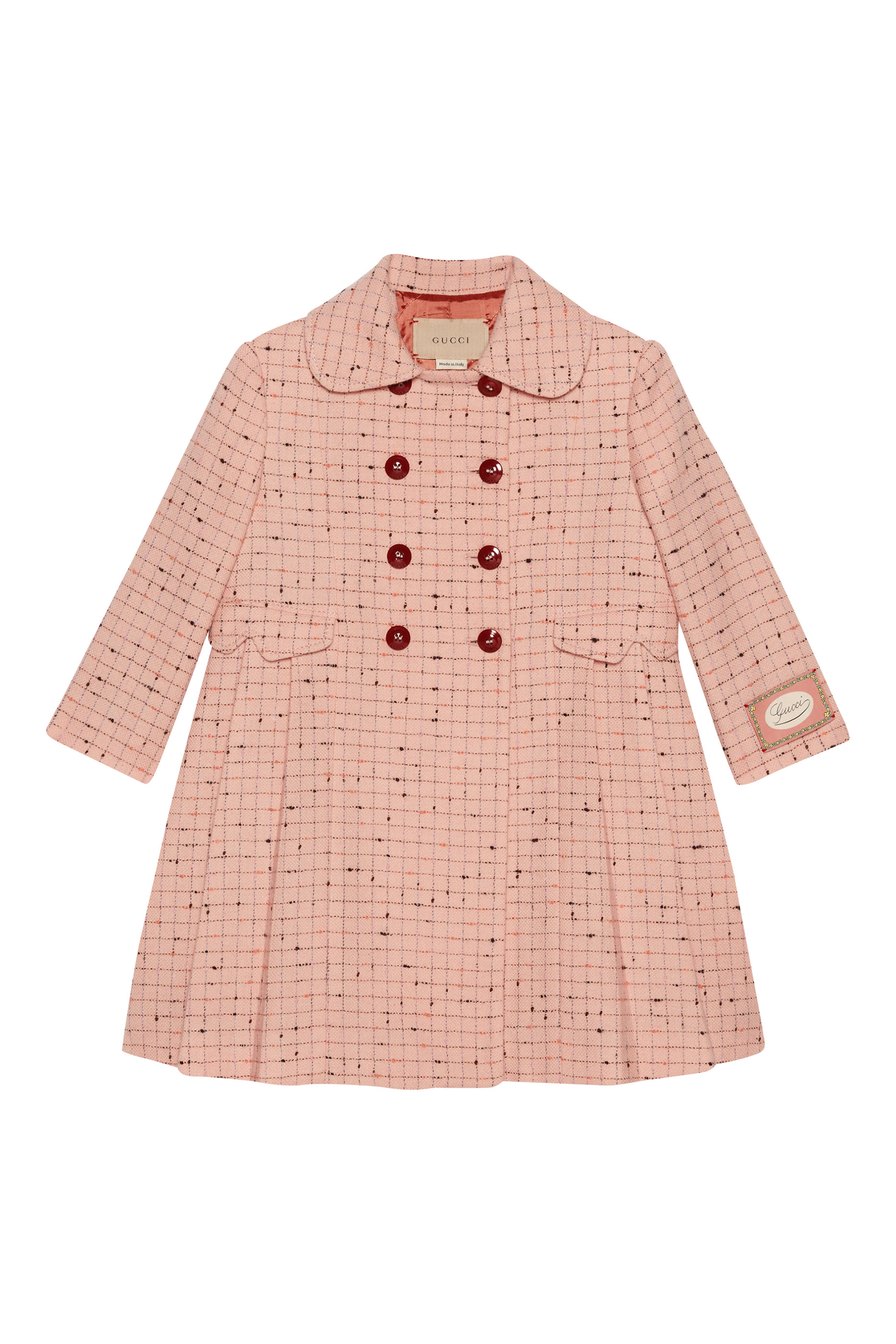 Kids Check Damier Wool Coat