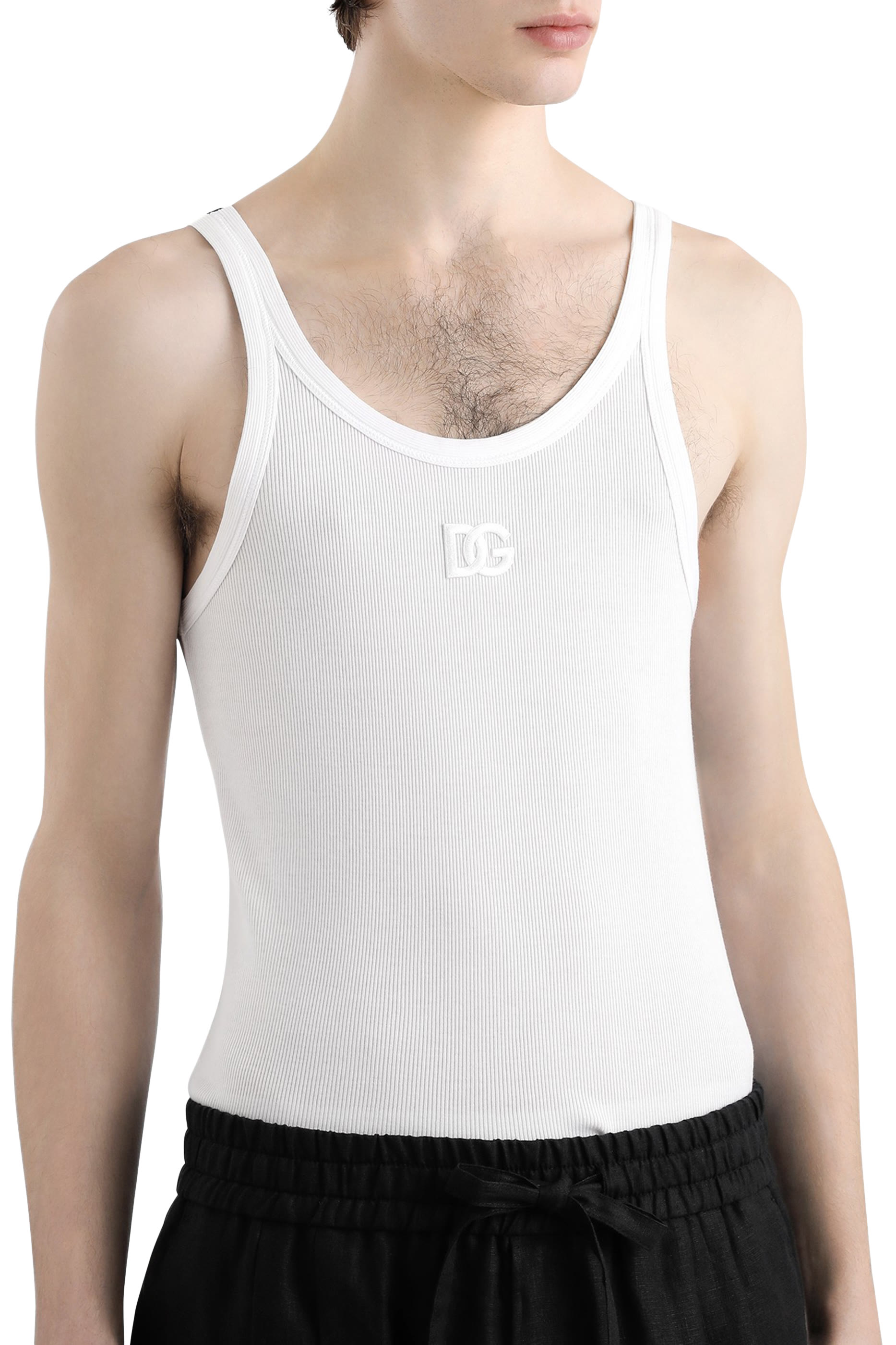 Logo Embroidered Cotton Tank Top