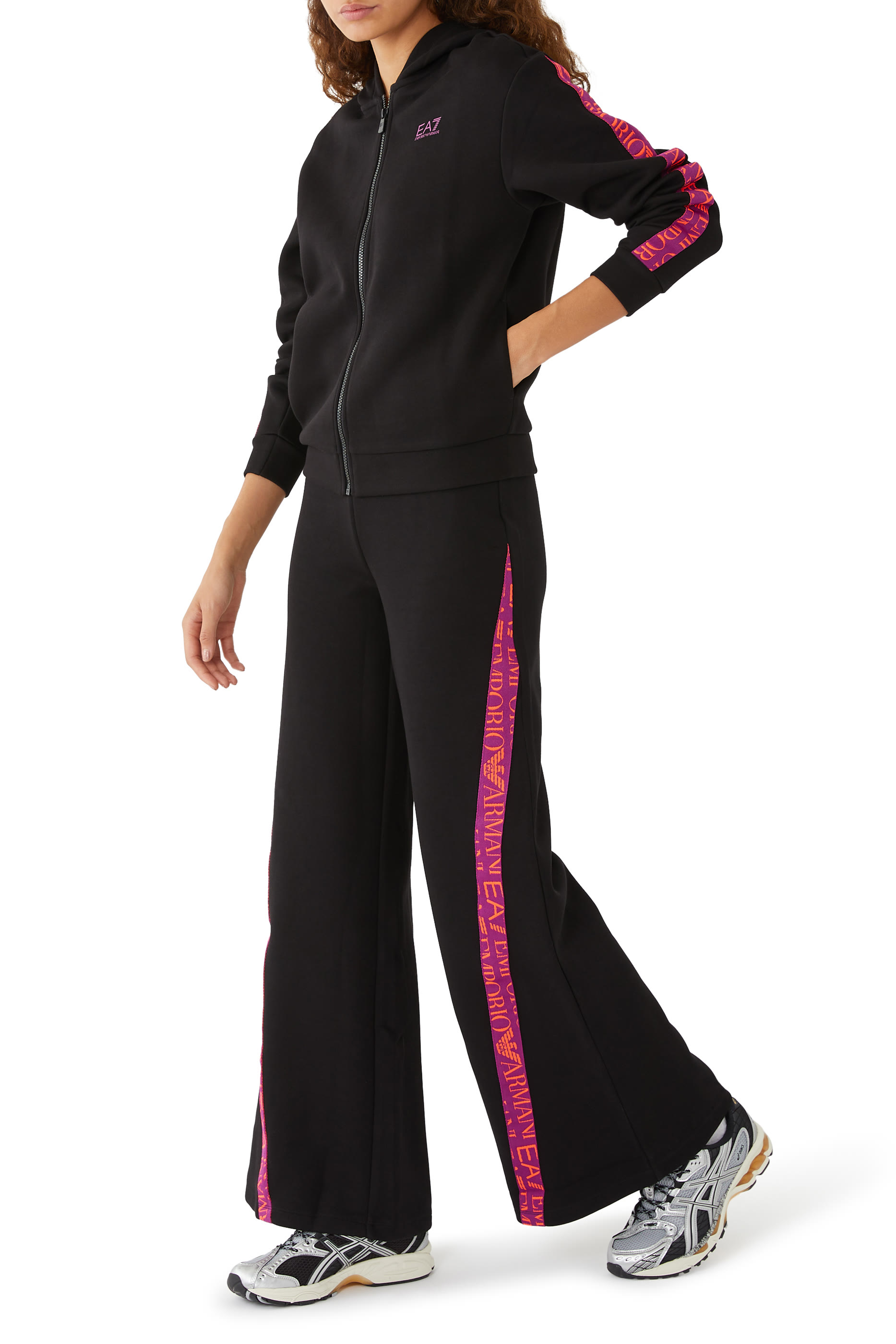 EA7 Tracksuit Tape Hoodie and Wide Leg Trousers