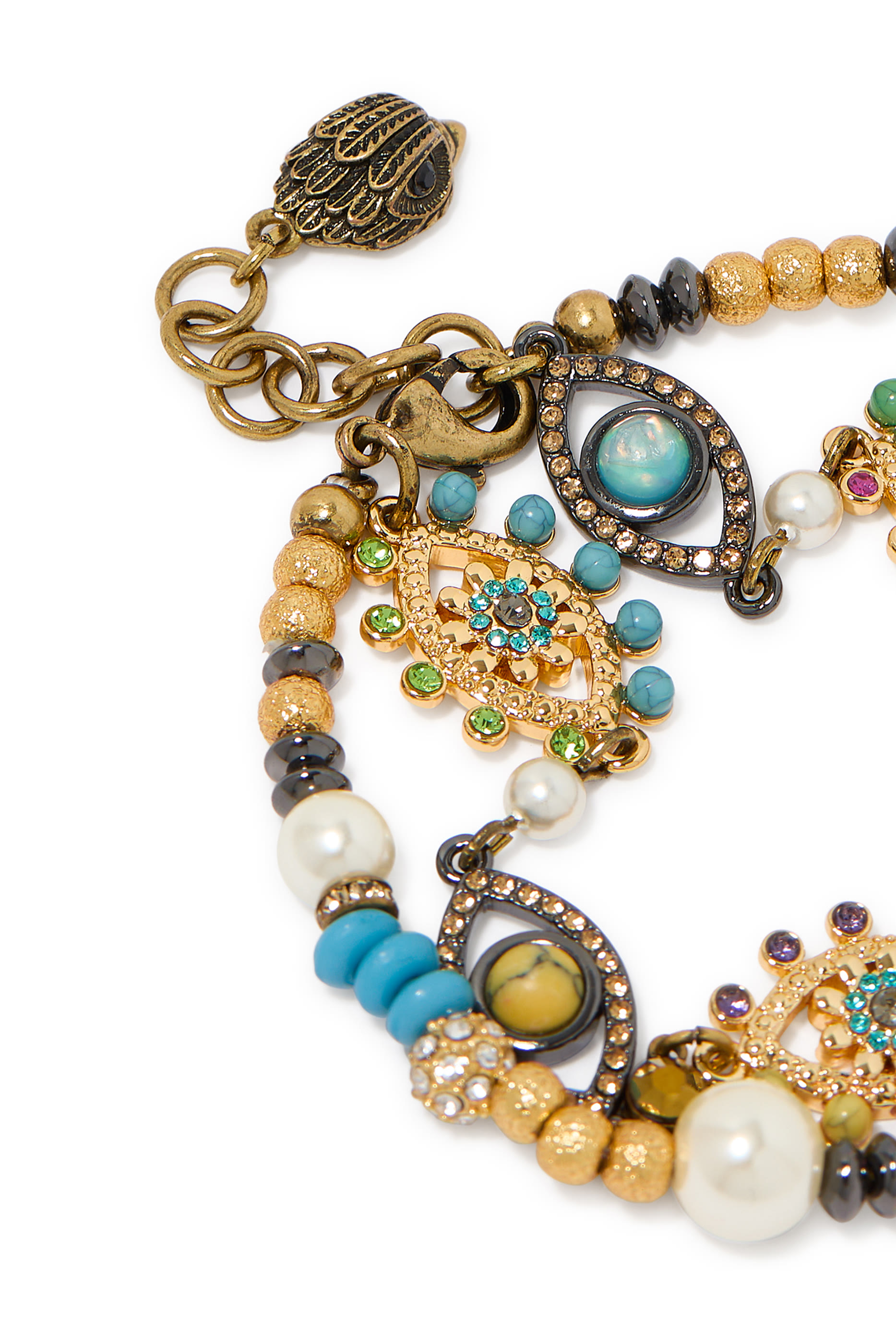 Multi-Strand Eye Bracelet, Brass & Crystals