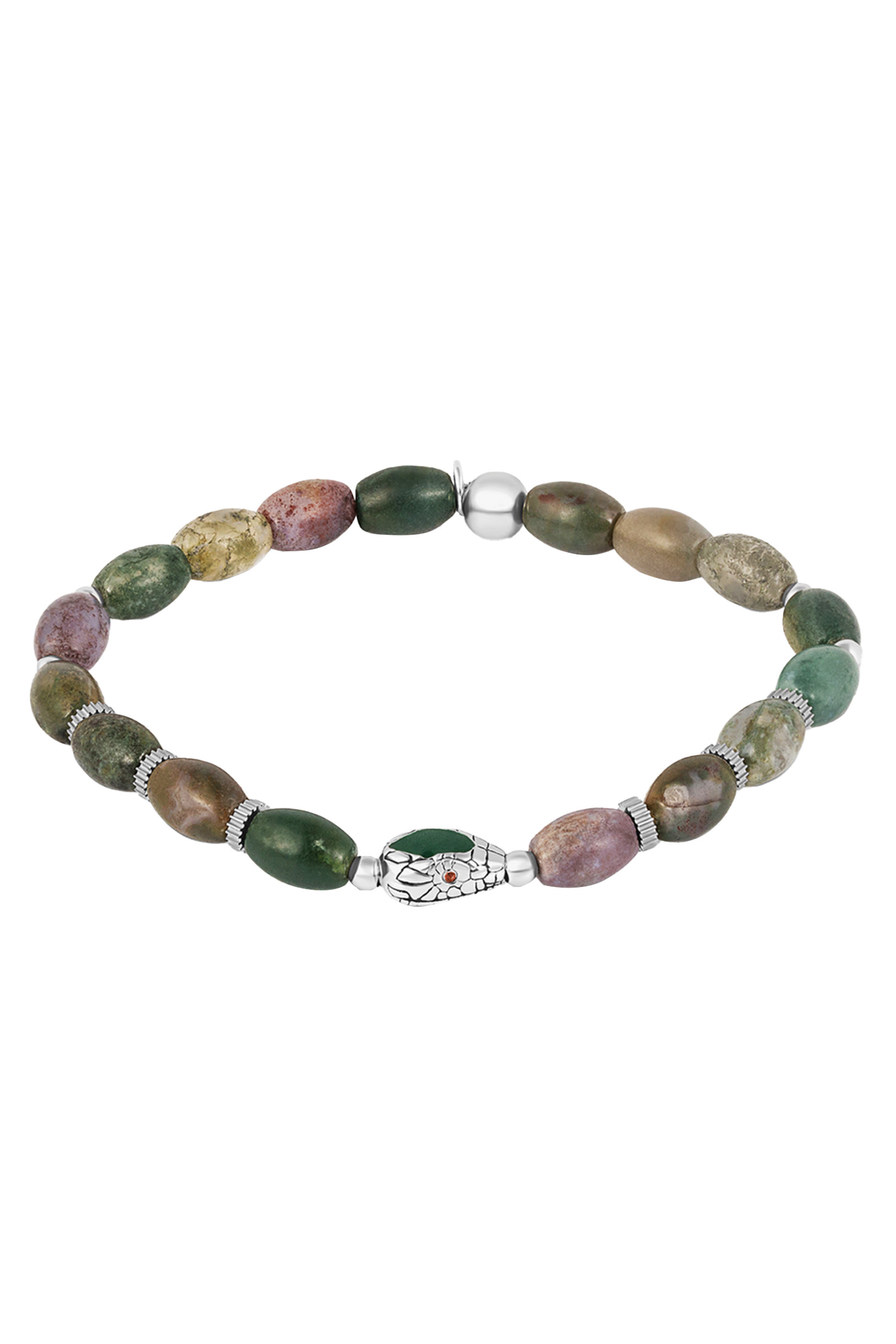 Viper Bracelet in Rhodium and Indian Jasper