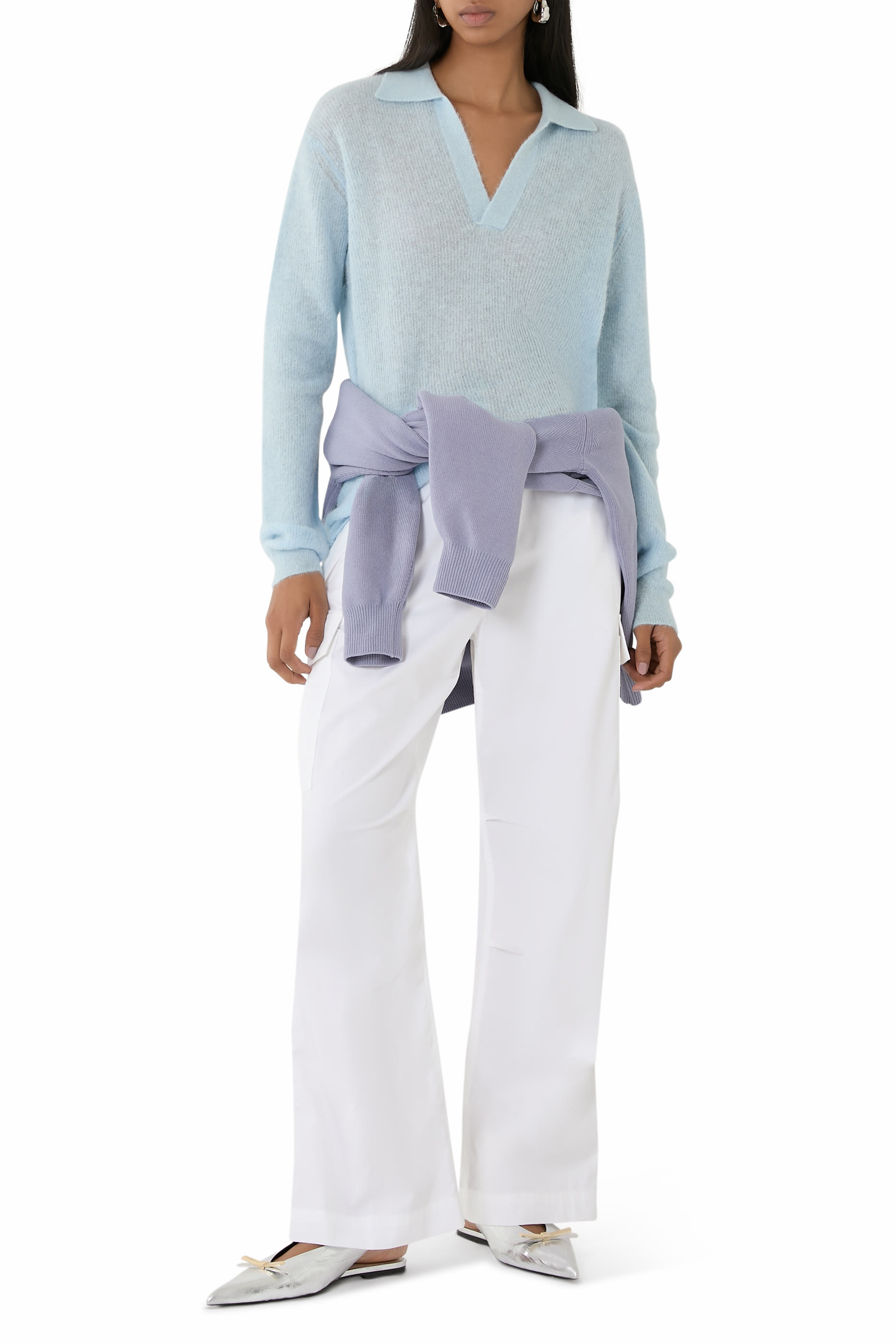 Baby Suri Alpaca Sheer Knit Skipper Polo