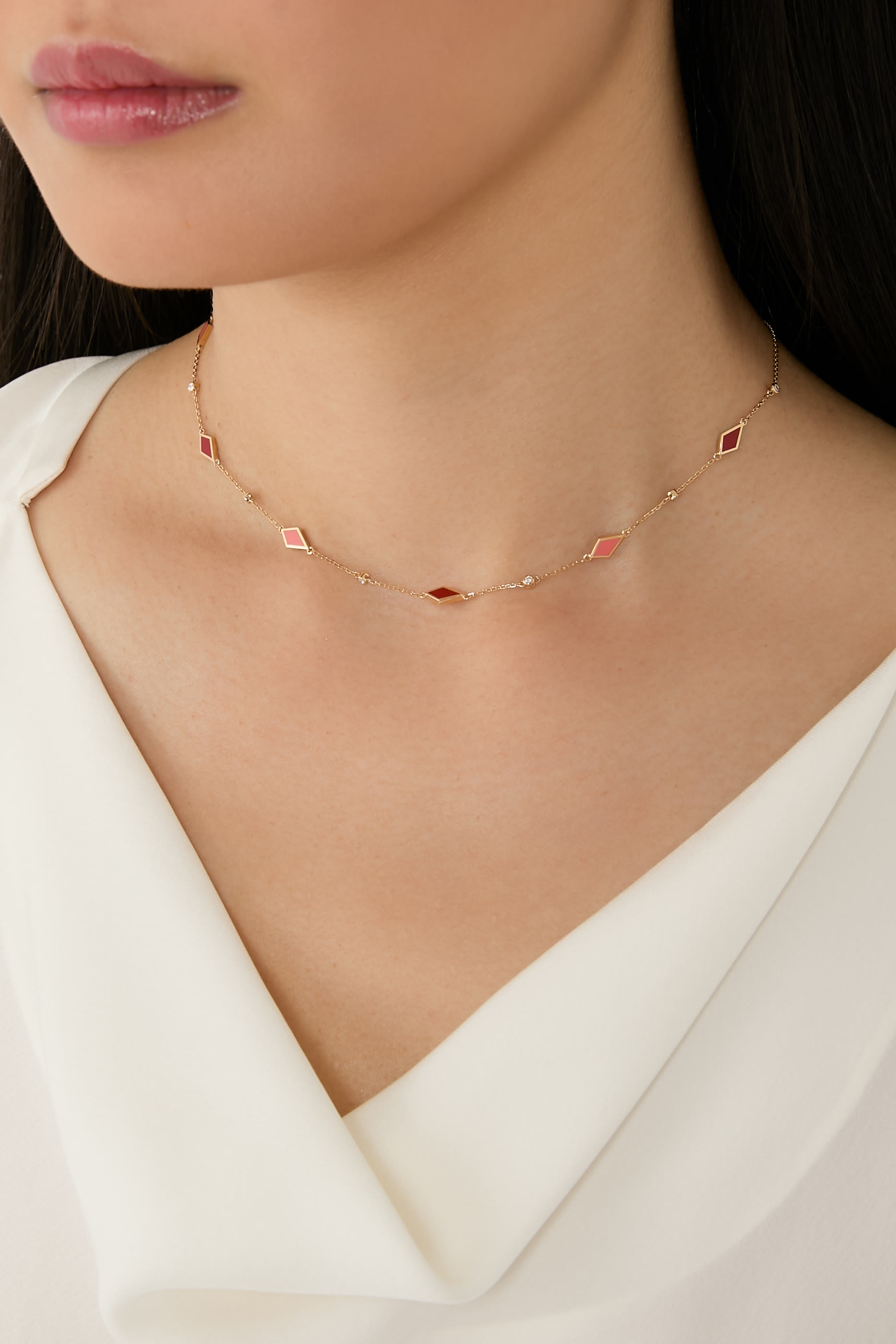 Mosaic Choker, 18k Yellow Gold & Enamel, Diamonds