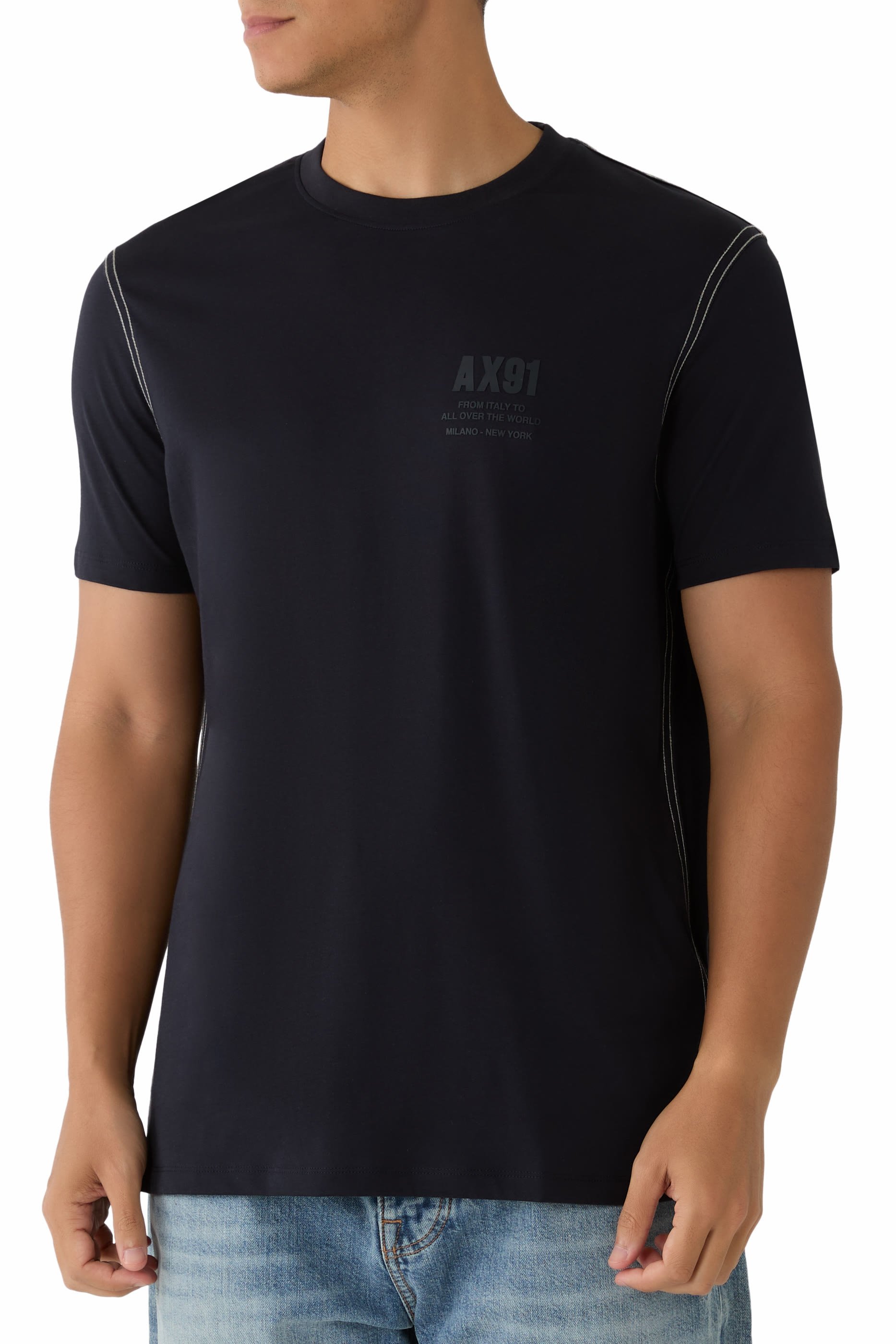 AX Logo Cotton-Jersey T-Shirt