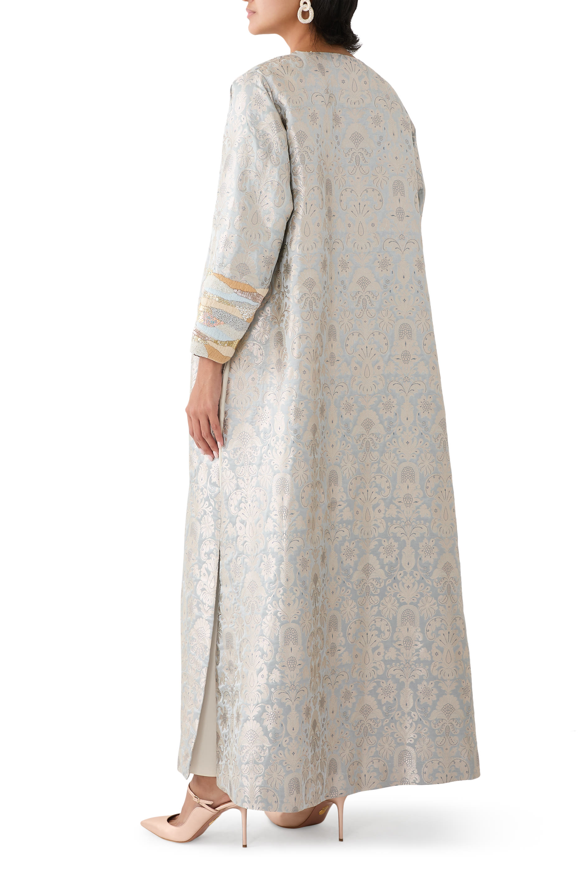 Embellished Sleeves Detail Long Coat