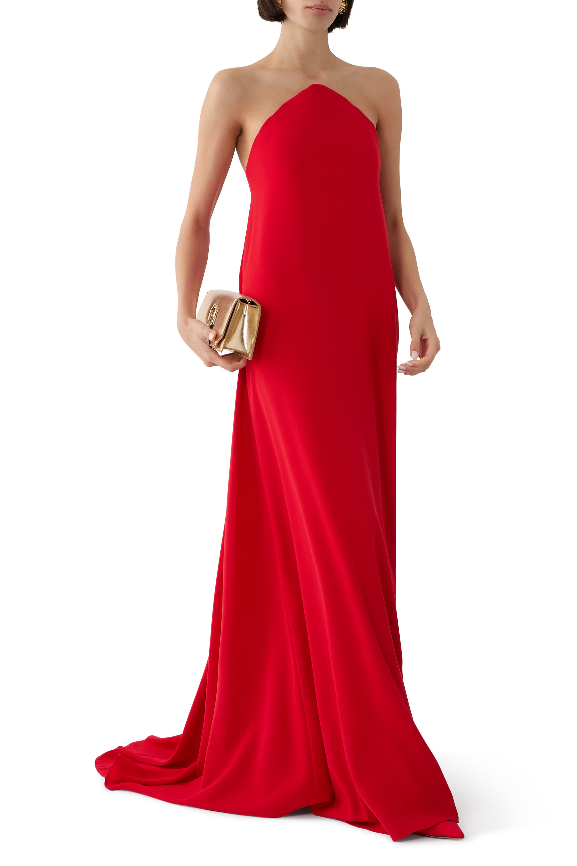 Strapless Curved Neckline Gown
