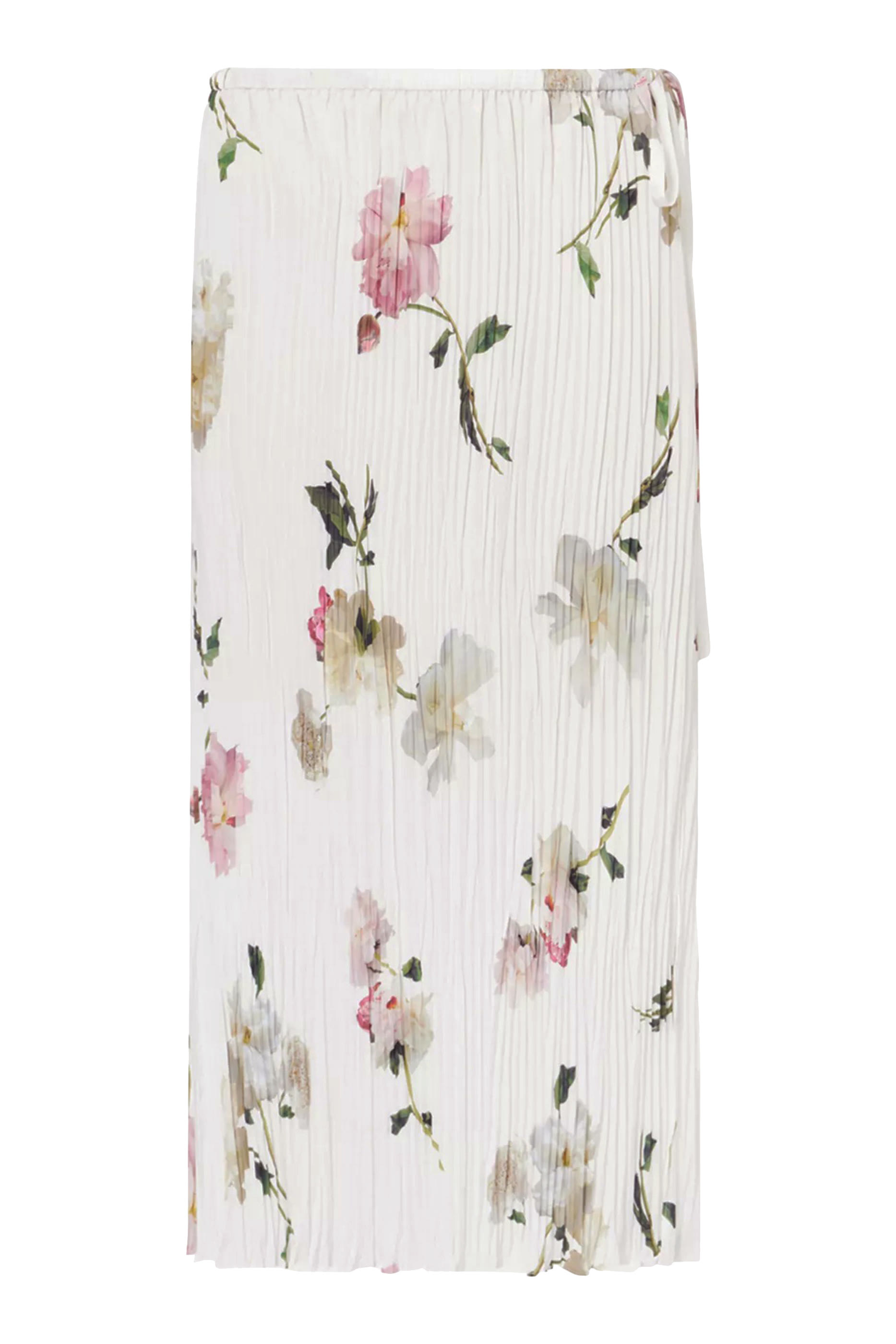Wilted Peony Pleated Side Tie Skirt