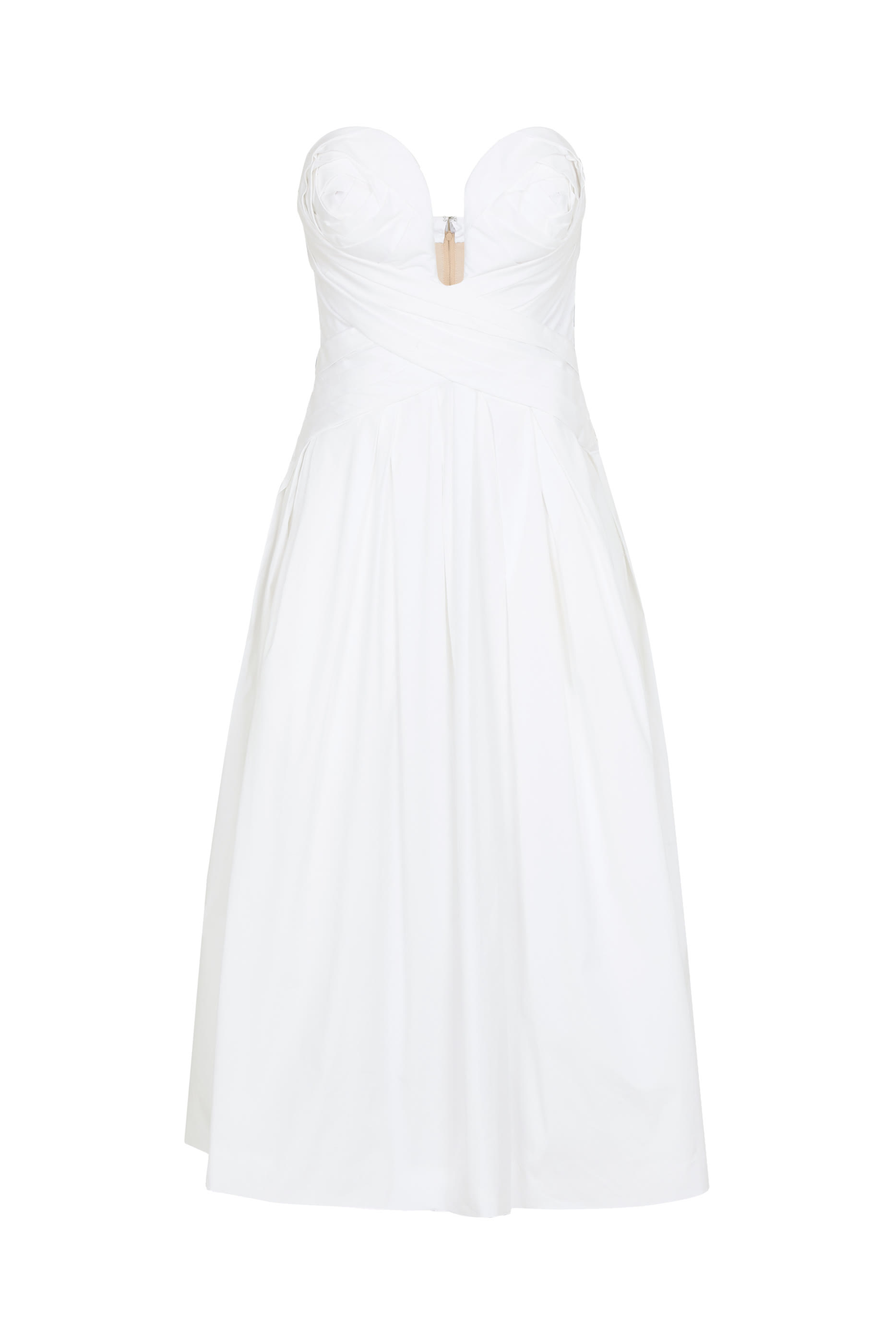 Strapless Draped A-Line Midi Dress 