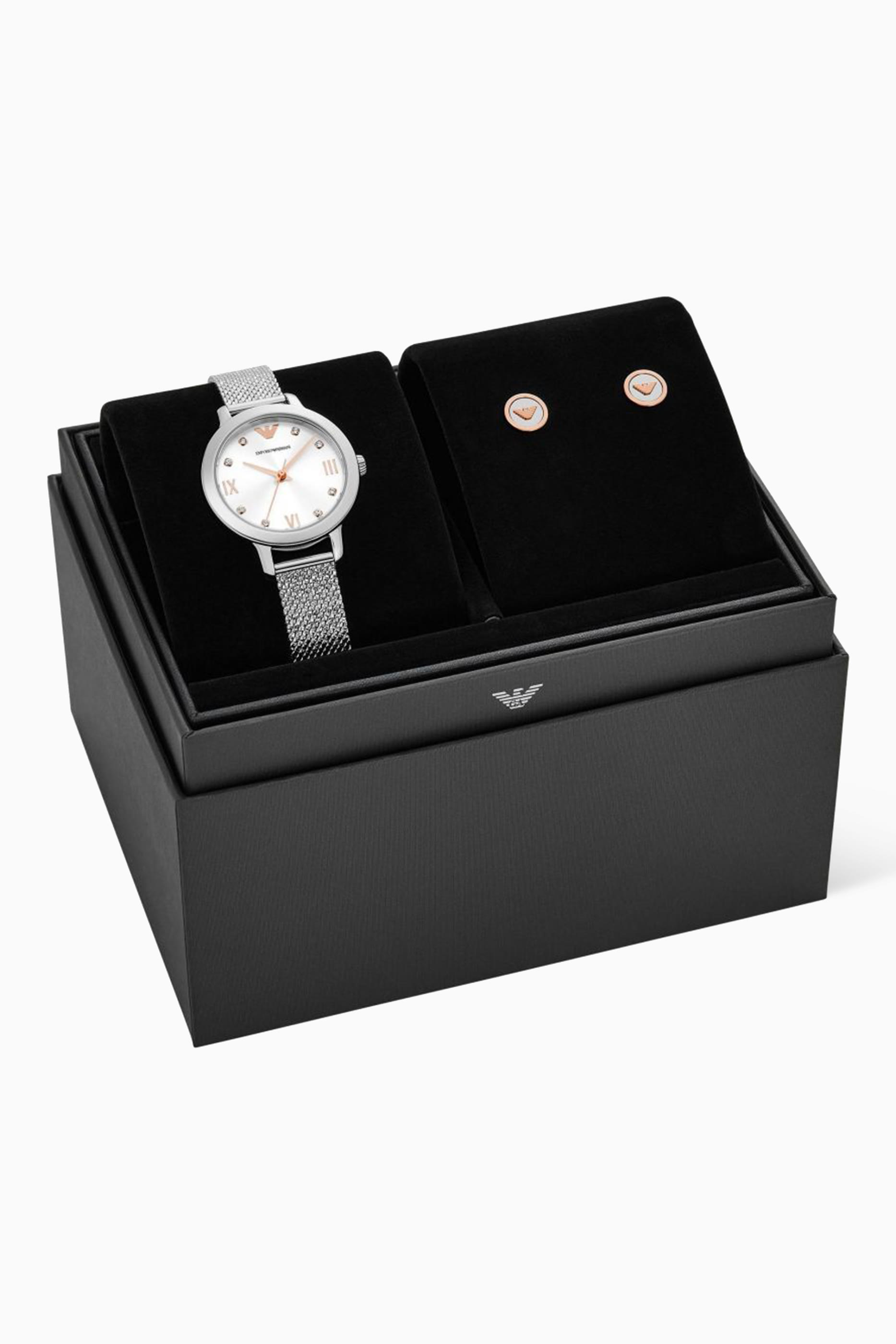 Cleo 32mm Stainless Steel Watch & Earrings Set