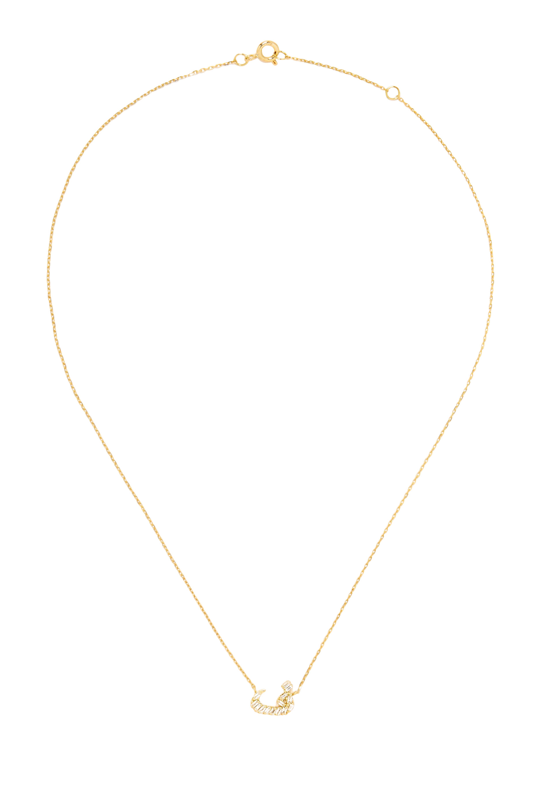 Oula XS Letter Faa Necklace, 18K Yellow Gold &  Baguette Diamonds