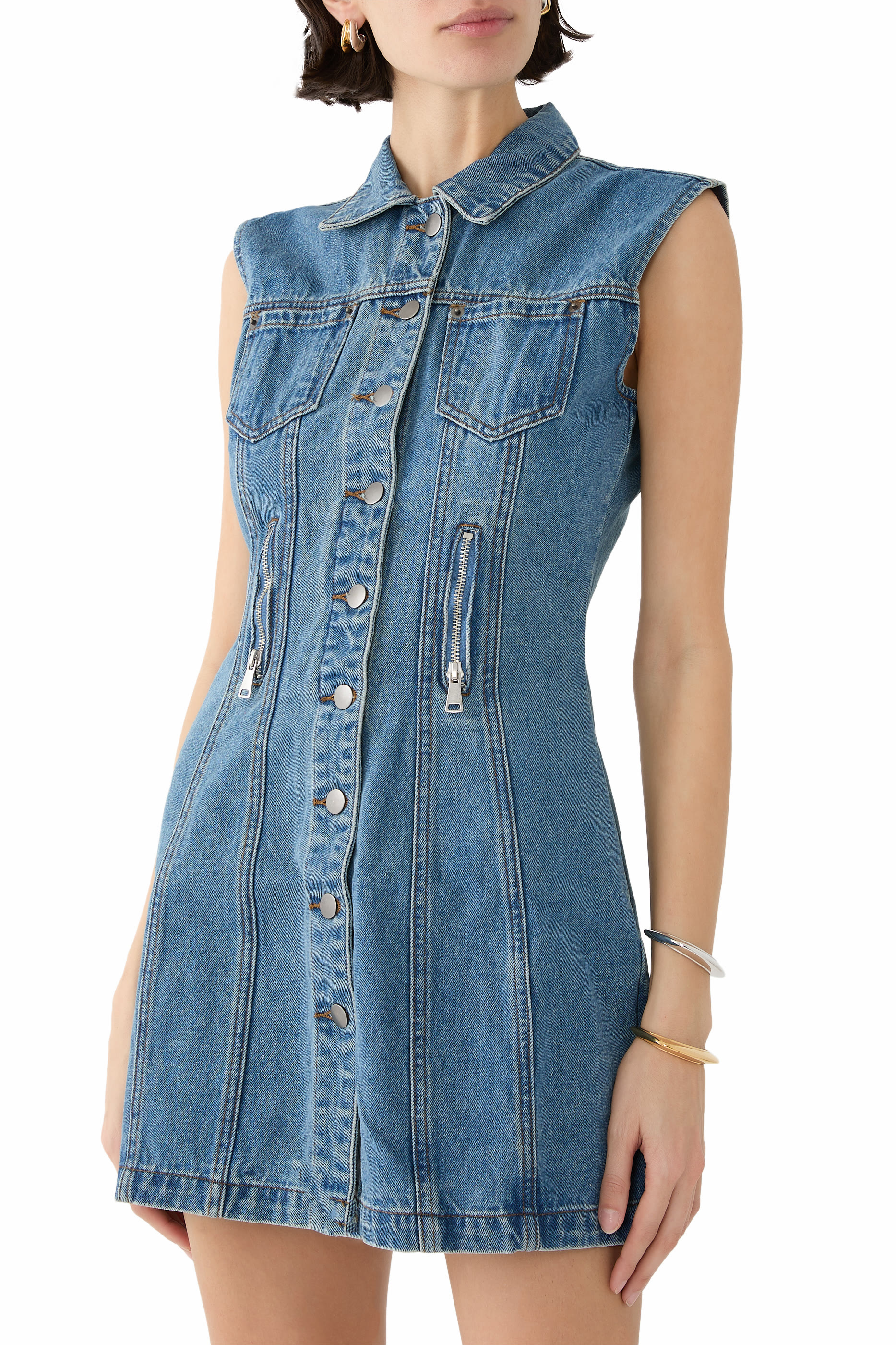 Zipper Denim Mini Dress