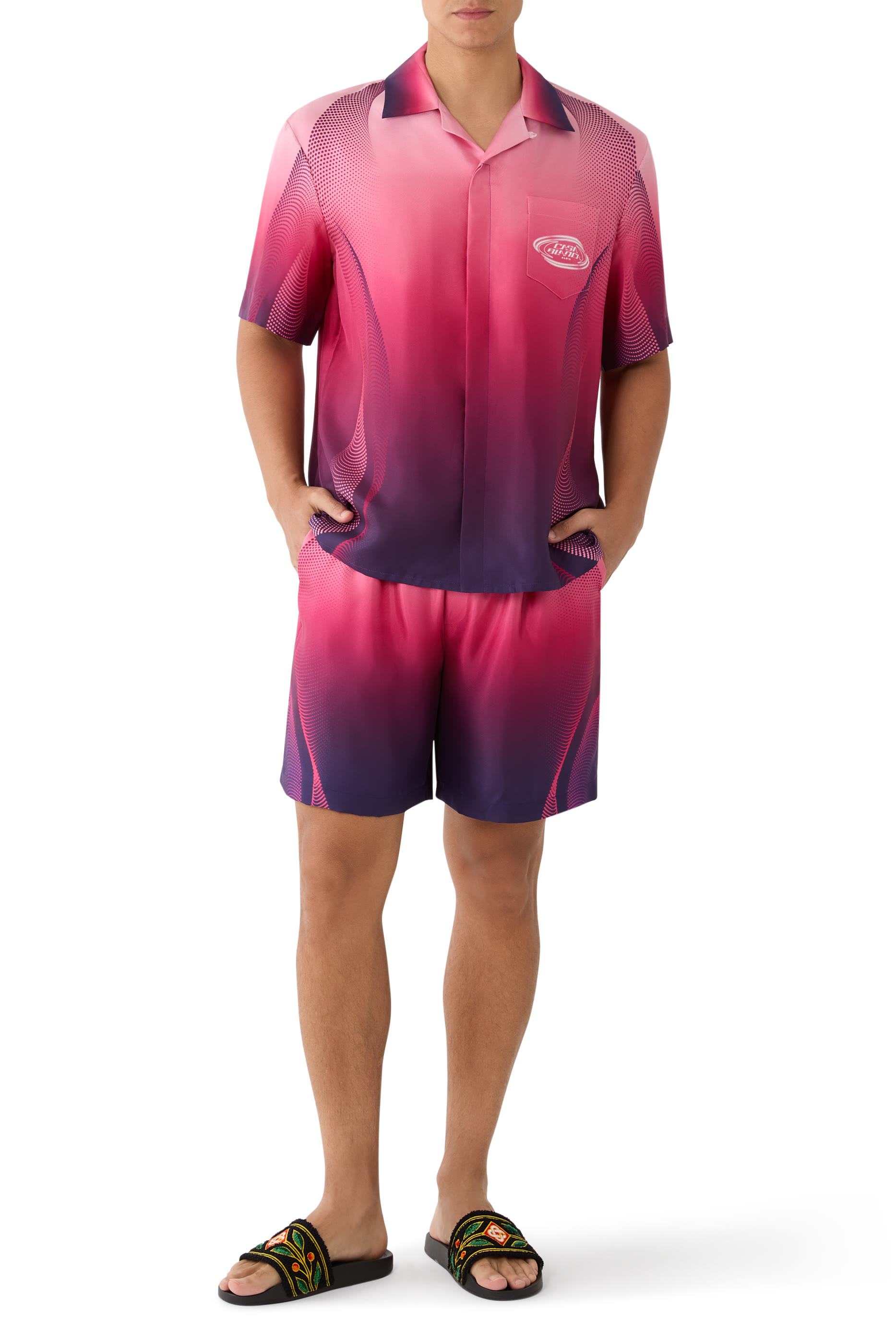 Aubergine Gradient Silk Shorts