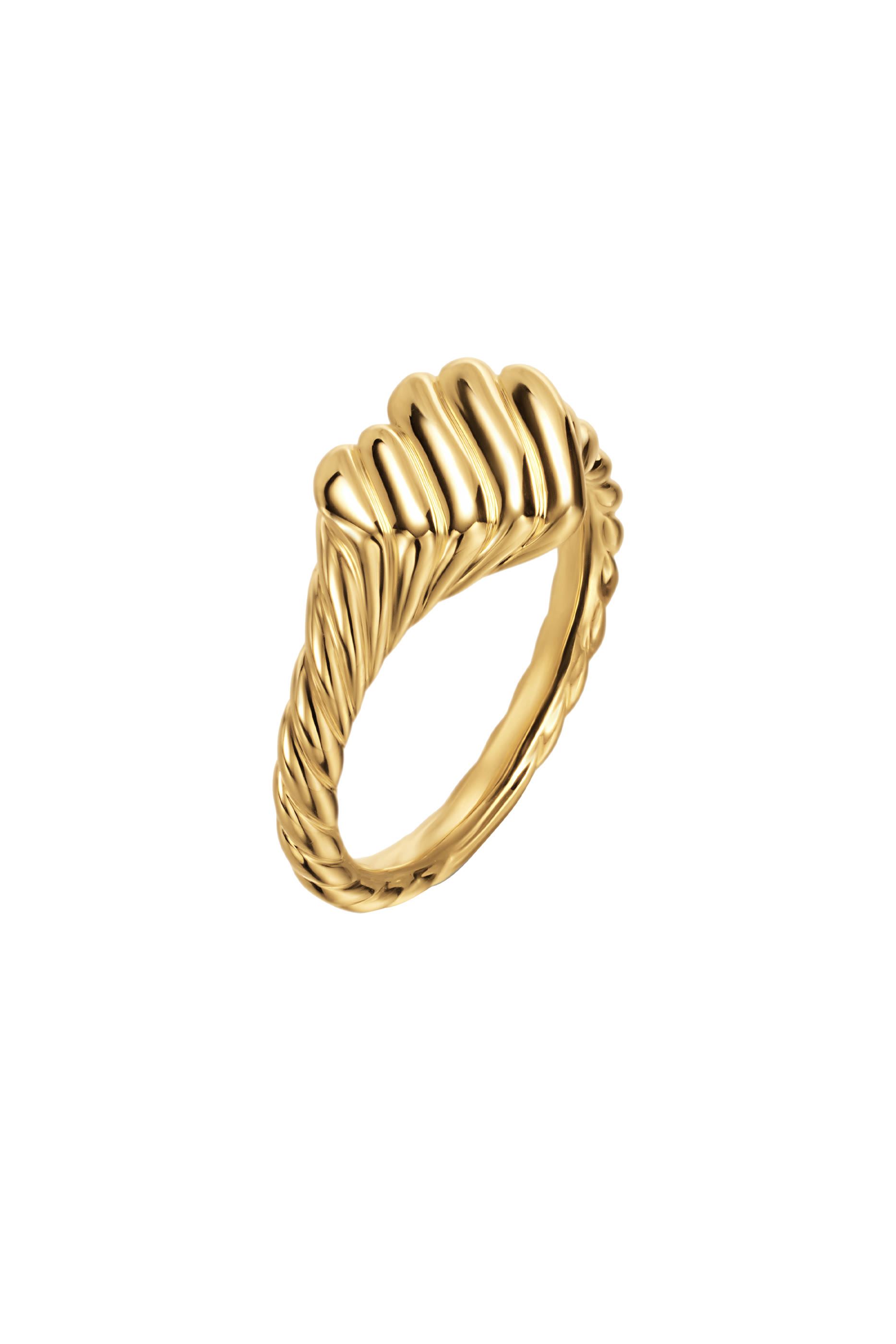 Sculpted Cable Heart Pinky Ring, 18k Yellow Gold