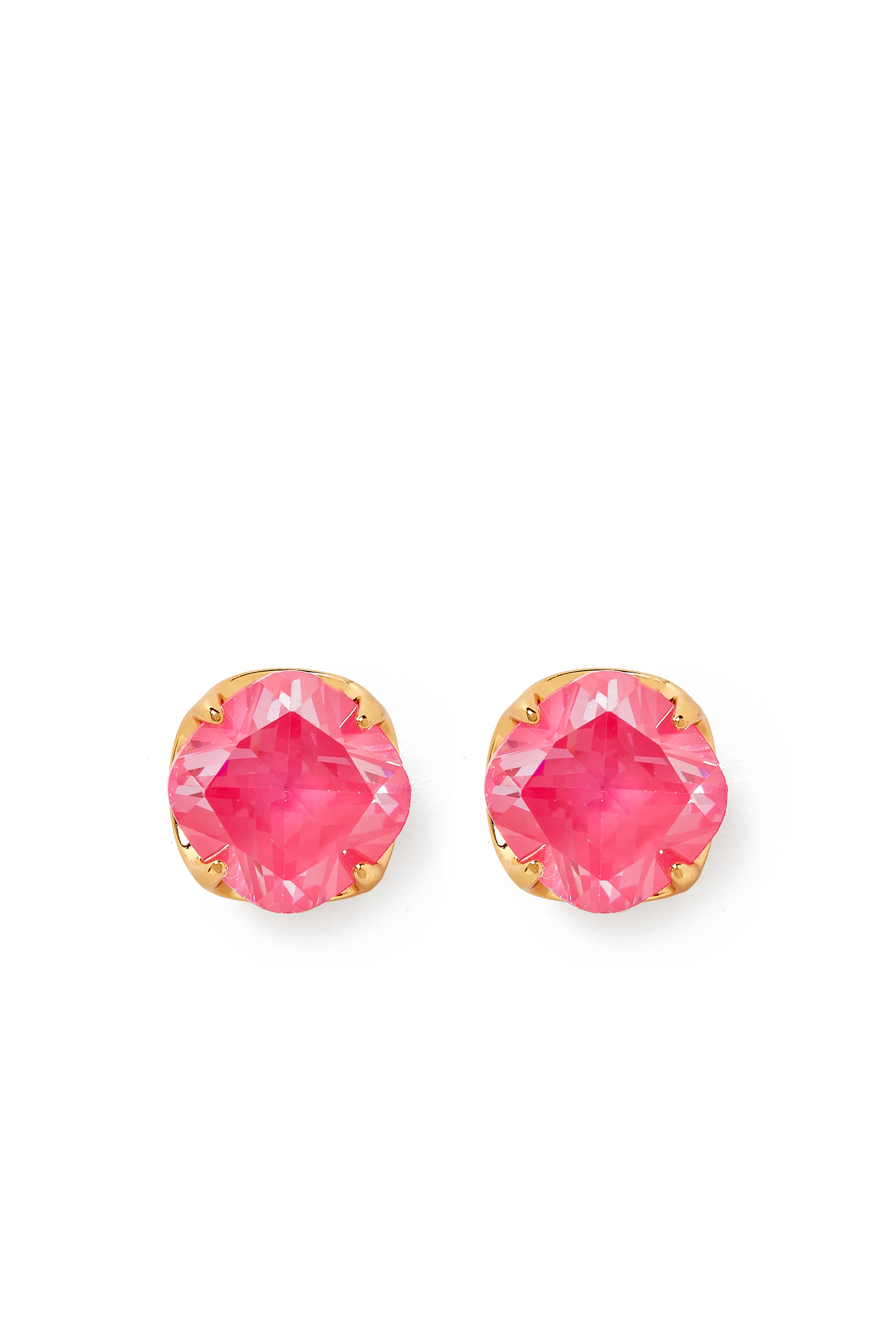 Pop of Joy 10mm Spade Flower Studs, Plated Metal & Cubic Zirconia, Enamel, Titanium Posts