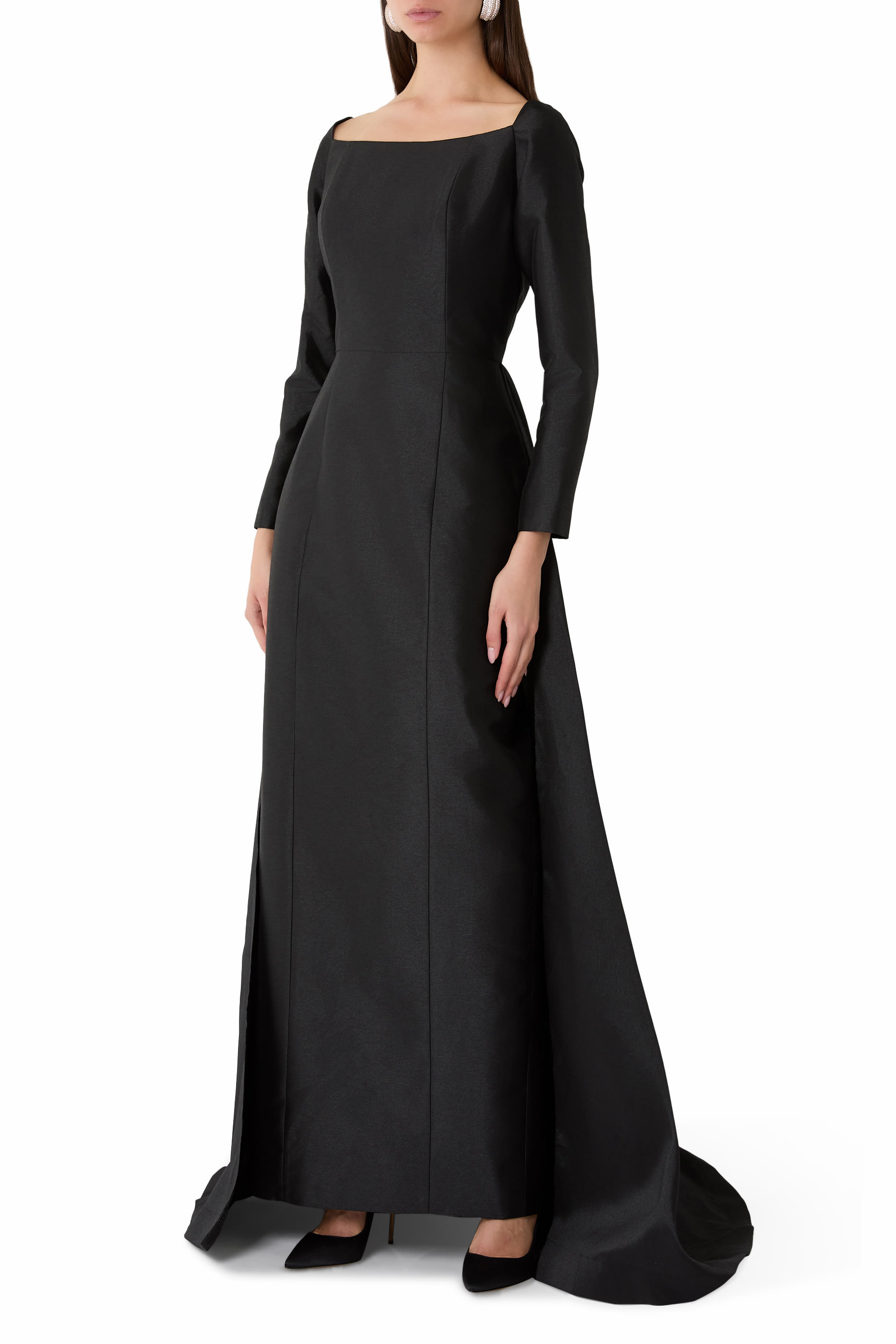 Strapless Satin Cape Gown