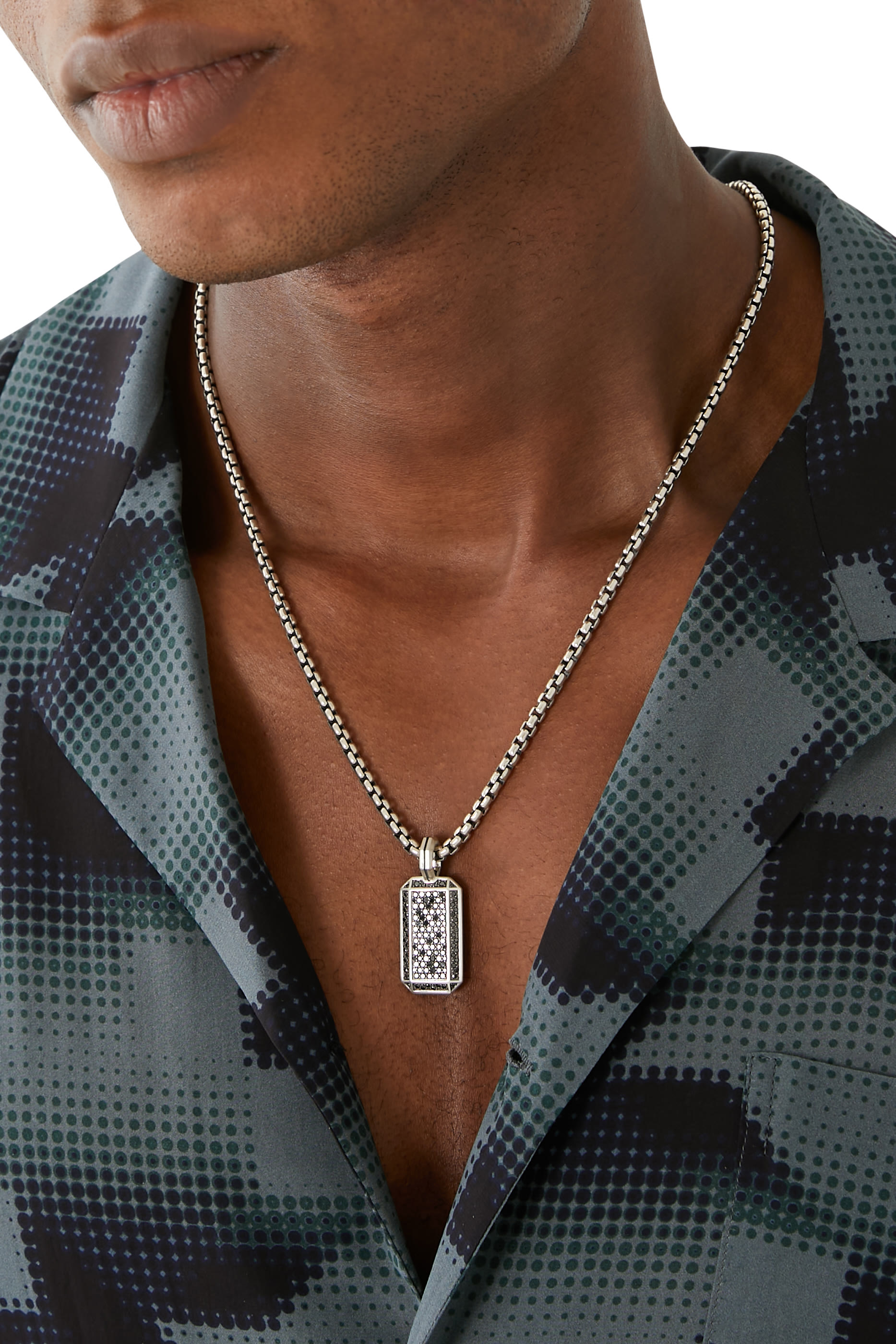 Deco Tag, Sterling Silver with Black Diamonds