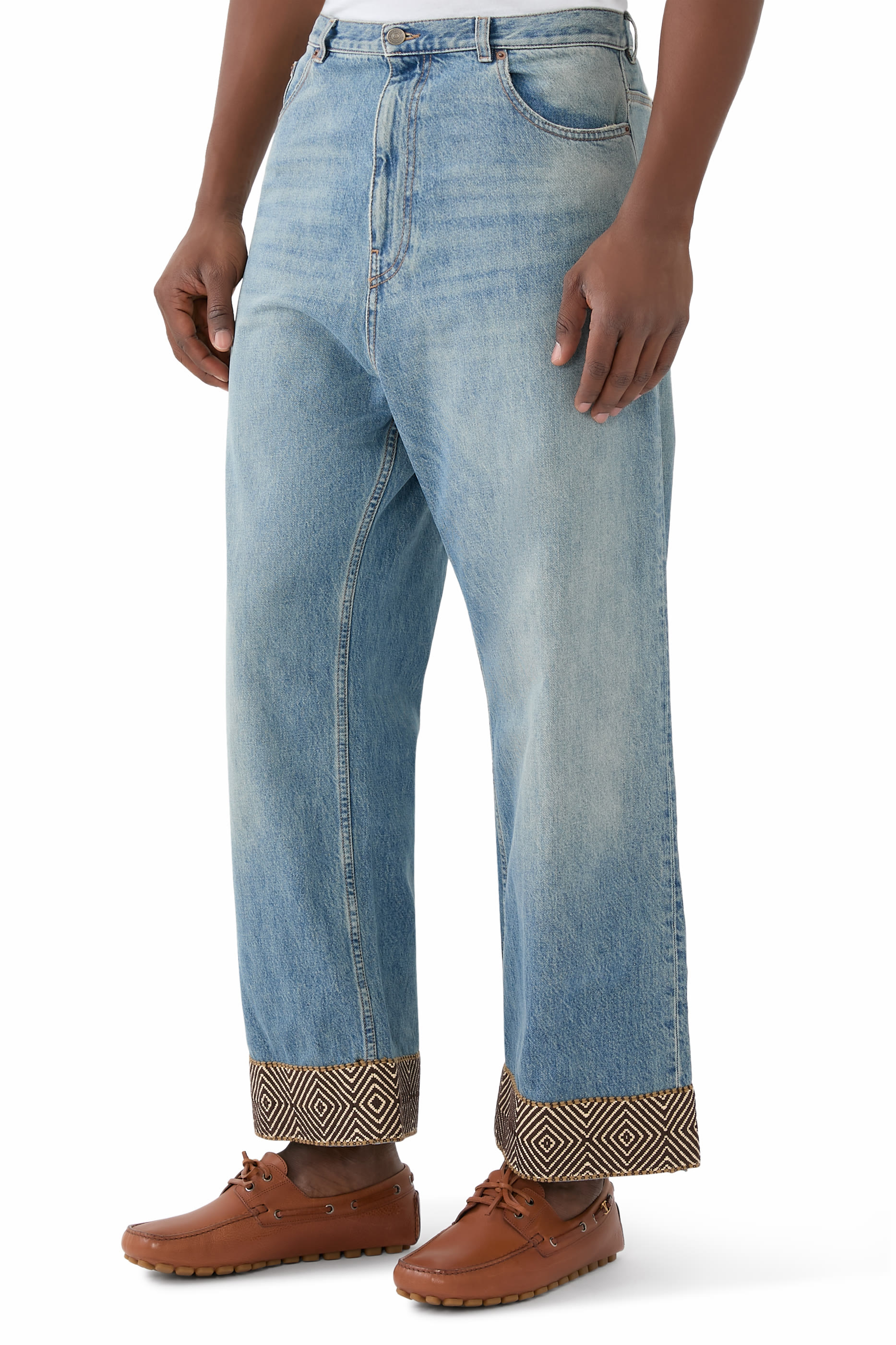 Jacquard Hem Denim Jeans
