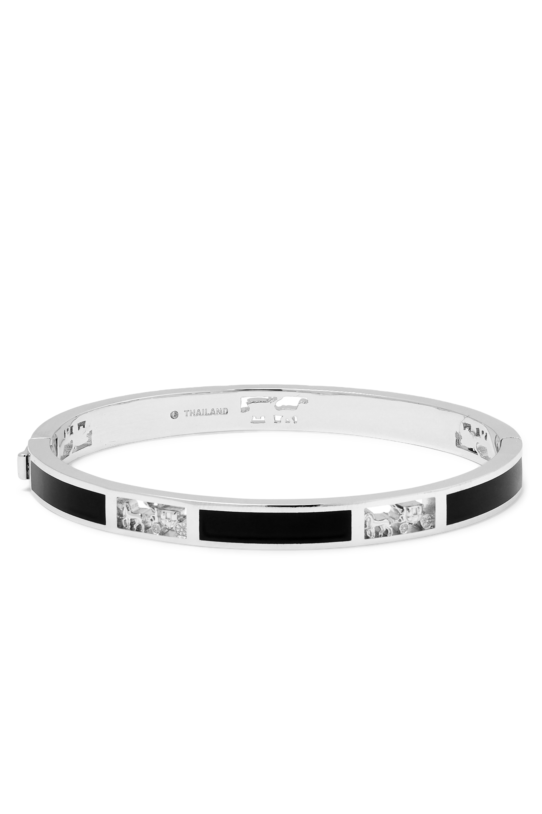 Signature Horse and Carriage Cut Out Bangle Bracelet, Brass & Enamel