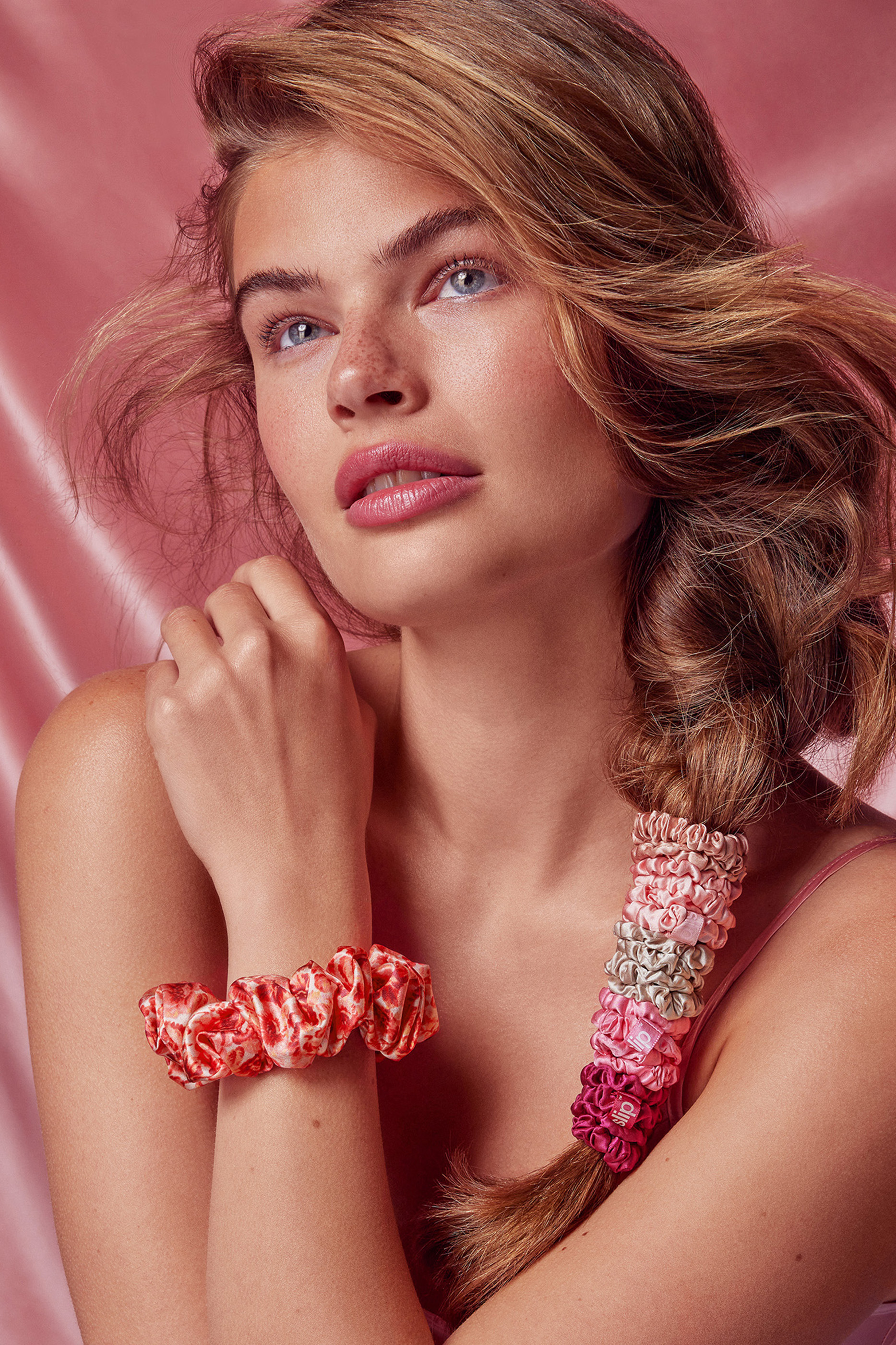 Pure Silk Flora Scrunchies, Set of 6