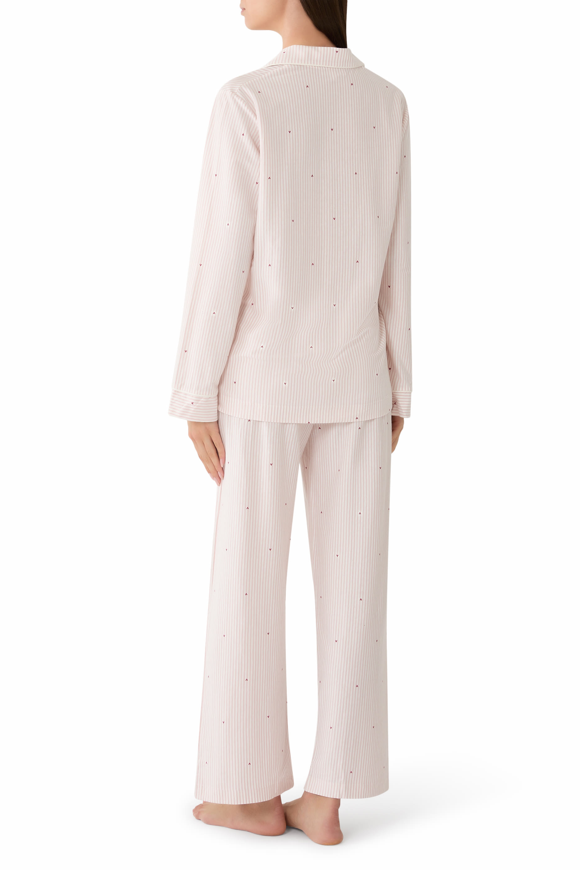 Brushed Organic Cotton Heart Stripe Classic Pajama Set