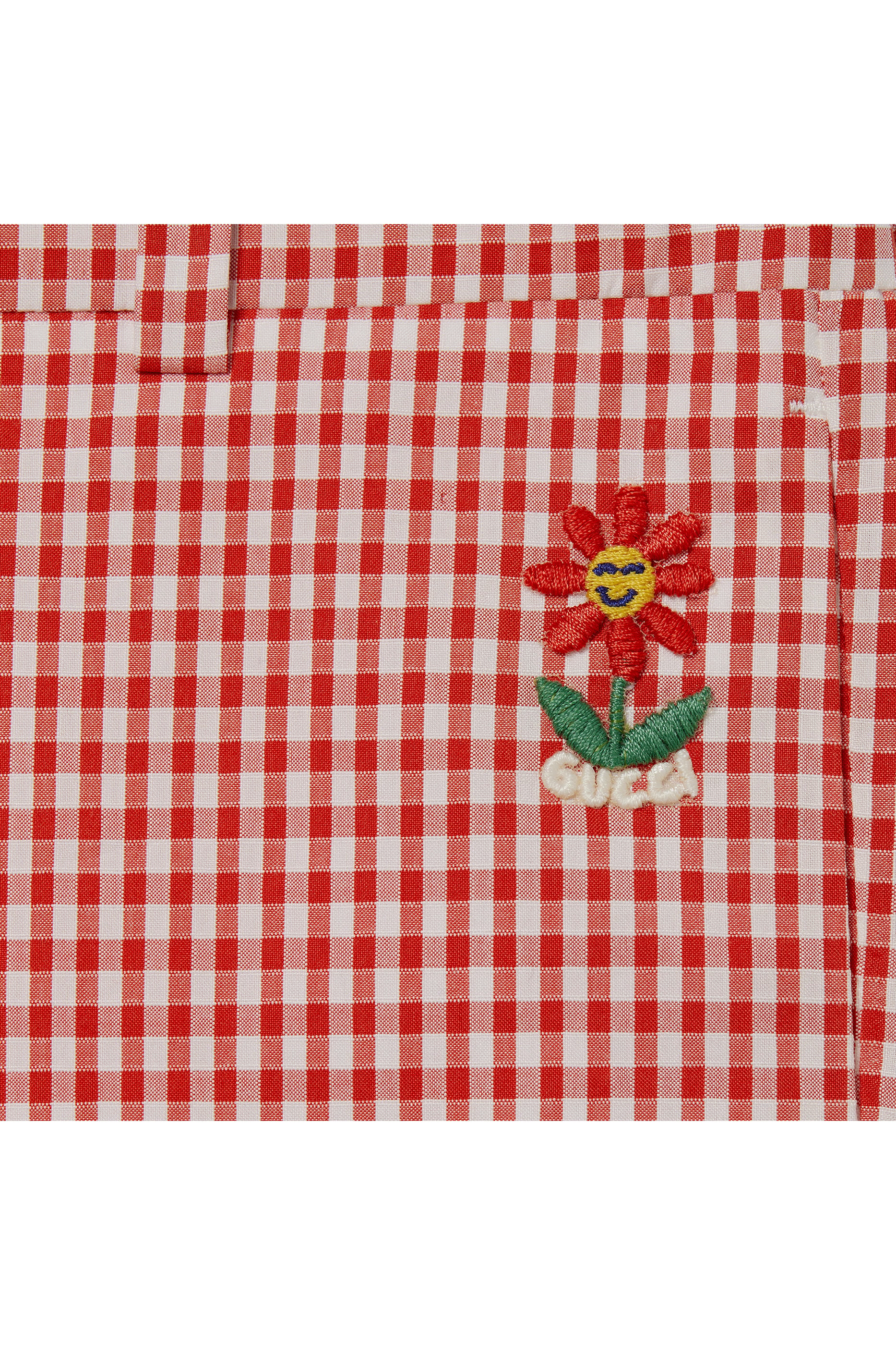 Kids Characters Embroidery Gingham Shorts