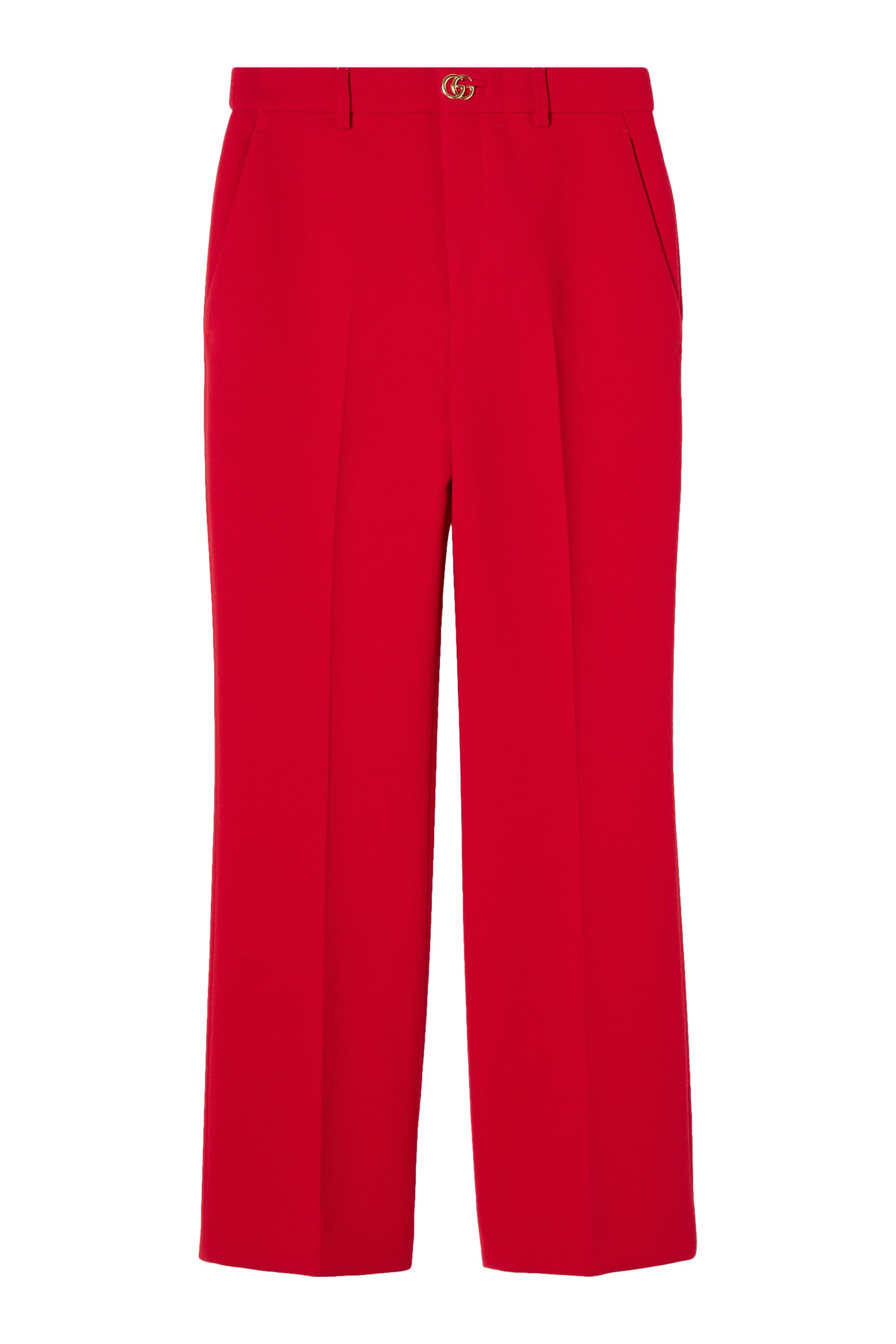 Double G Button Cr&ecirc;pe Wool Pants