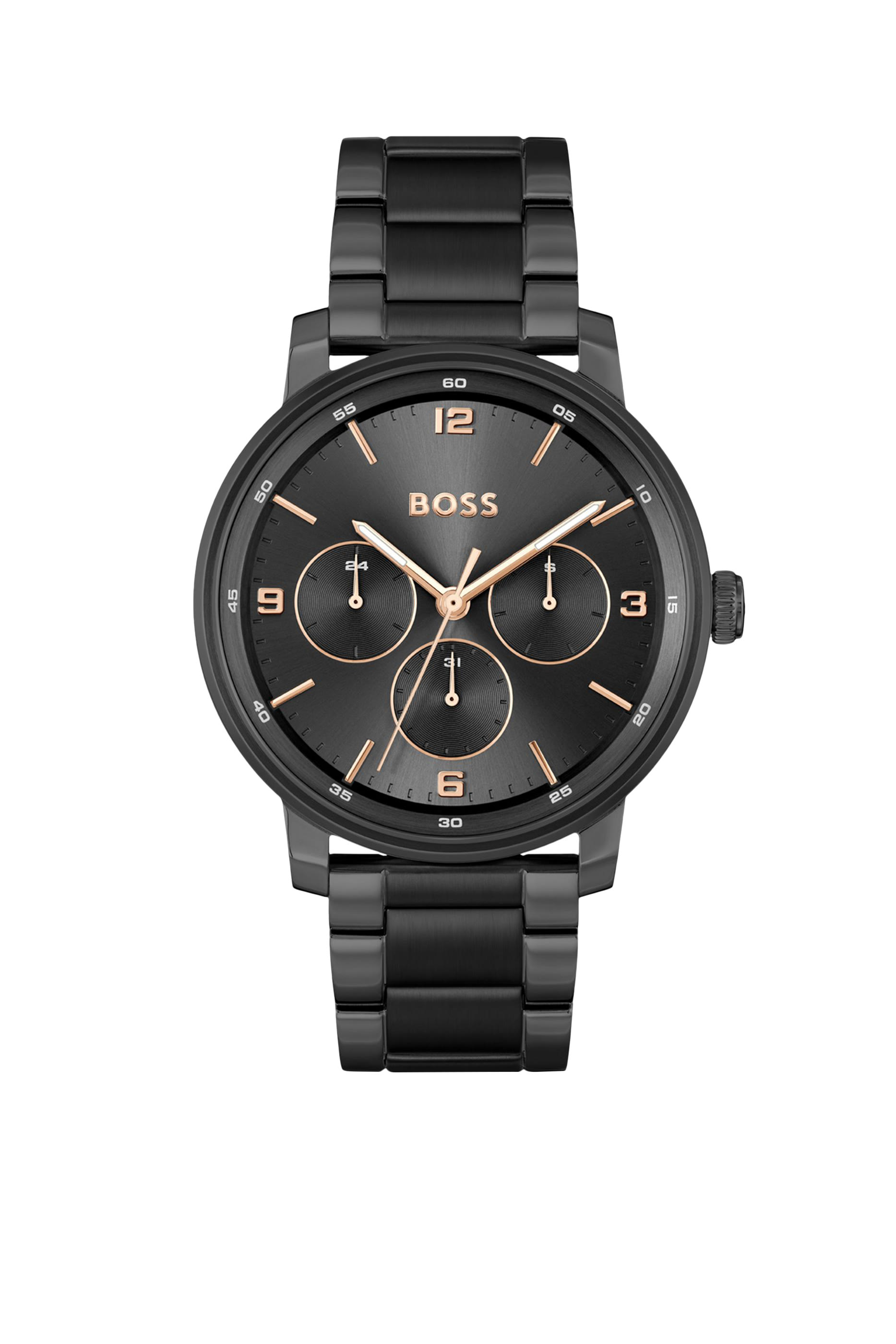 Contender Black Link-Bracelet Watch