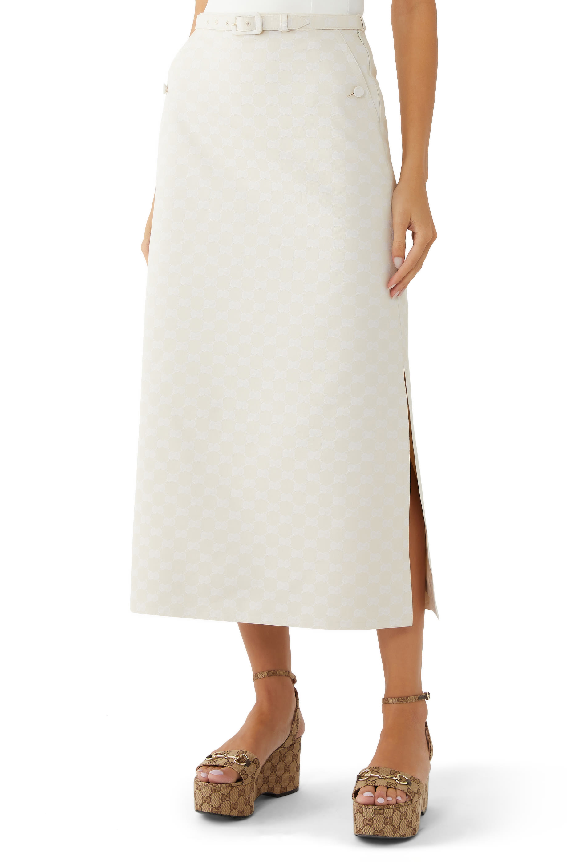 GG Cotton Gabardine Skirt